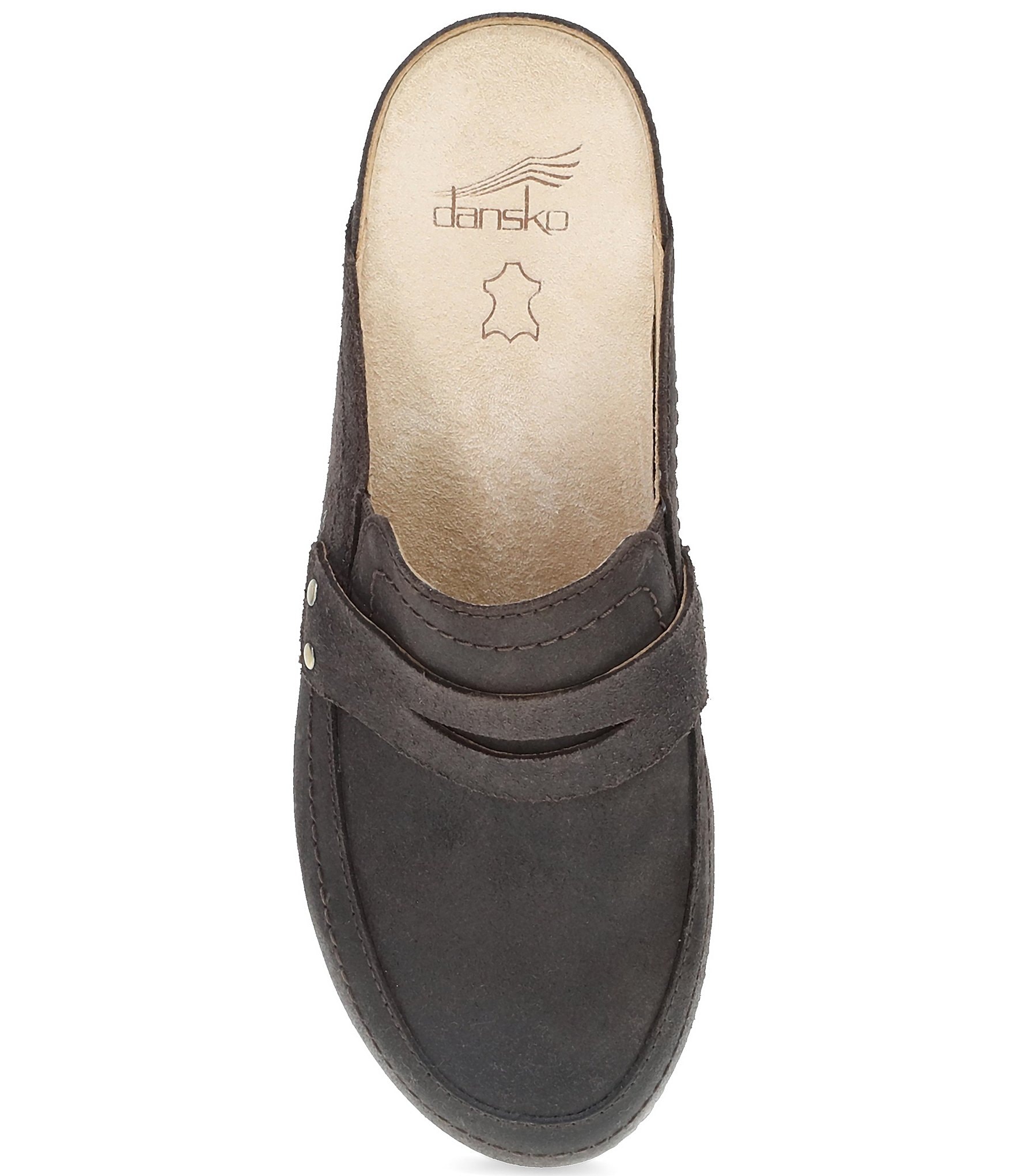 Dansko Maggy Nubuck Suede Penny Strap Clogs