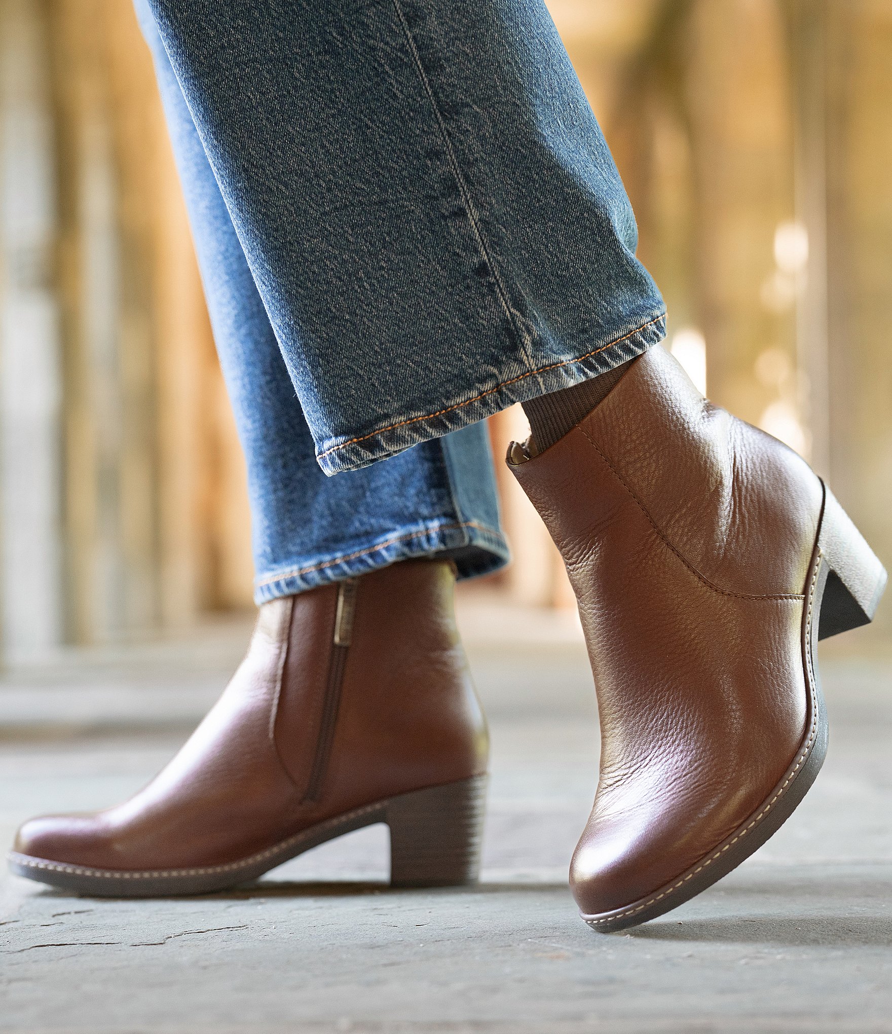 Dansko Meryll Leather Block Heel Booties