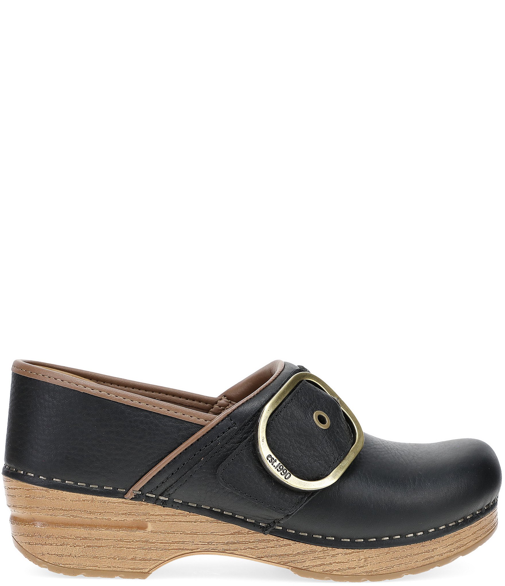 Dansko Pearson Leather Buckle Hardware Clogs