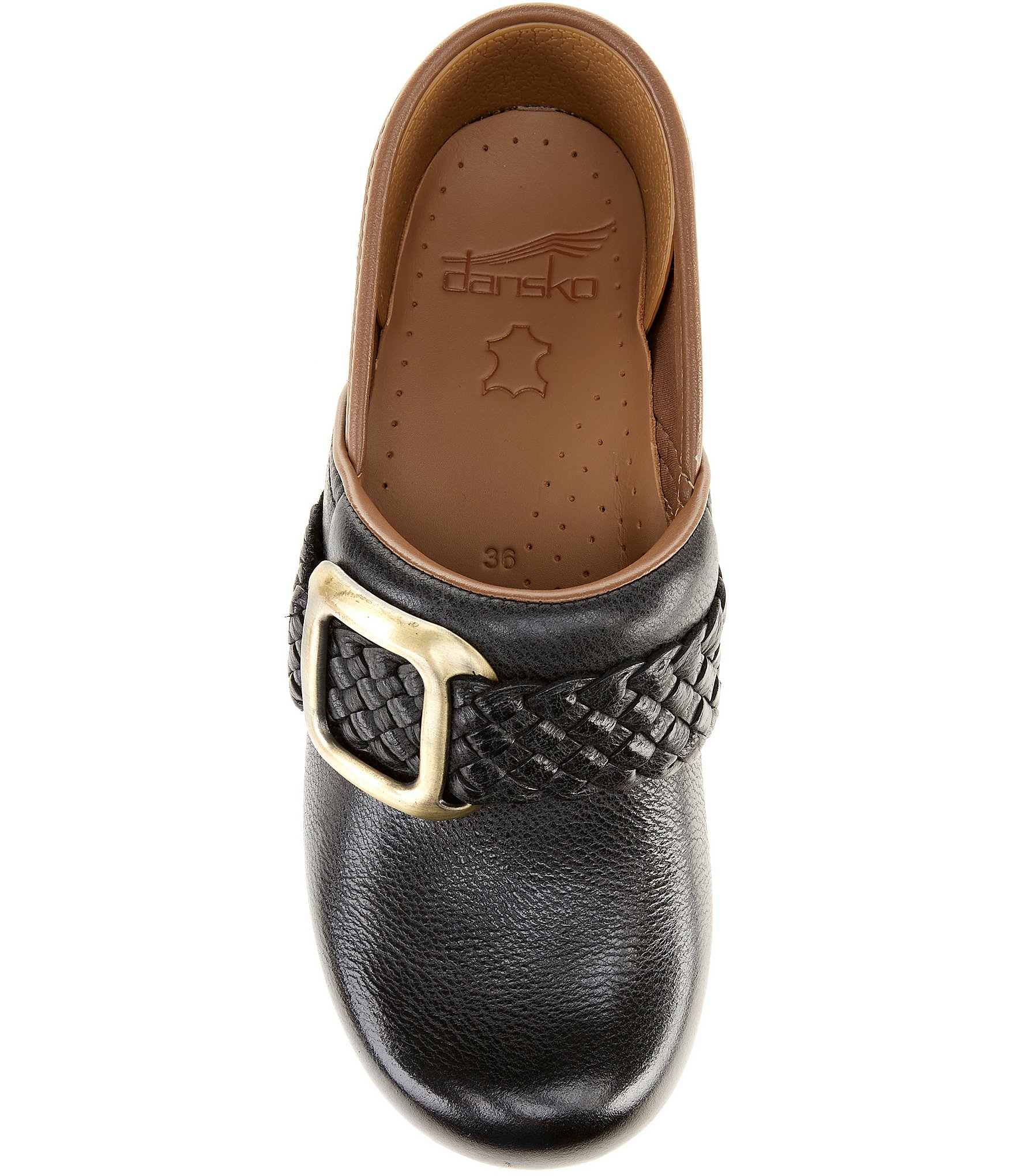 Dansko Pro Braided Leather Buckle Hardware Clogs