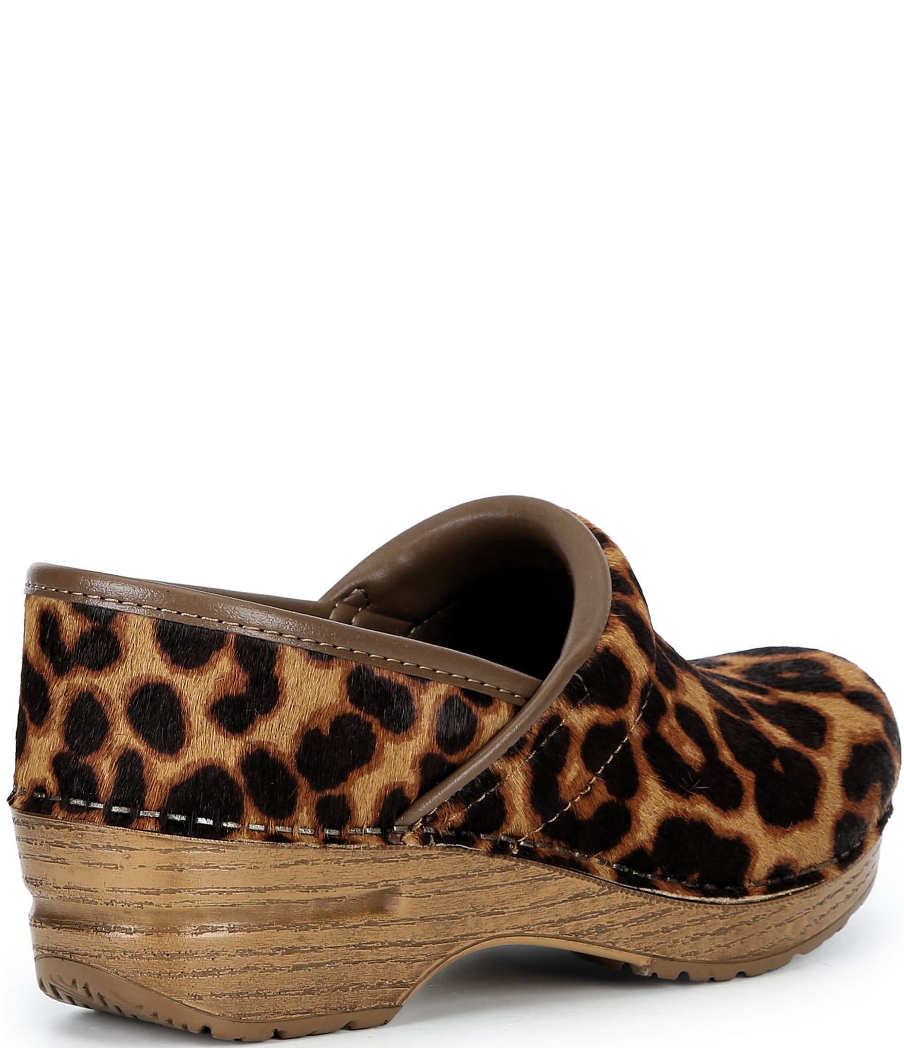 Dansko Professional Leopard Print Calf Hair Clogs