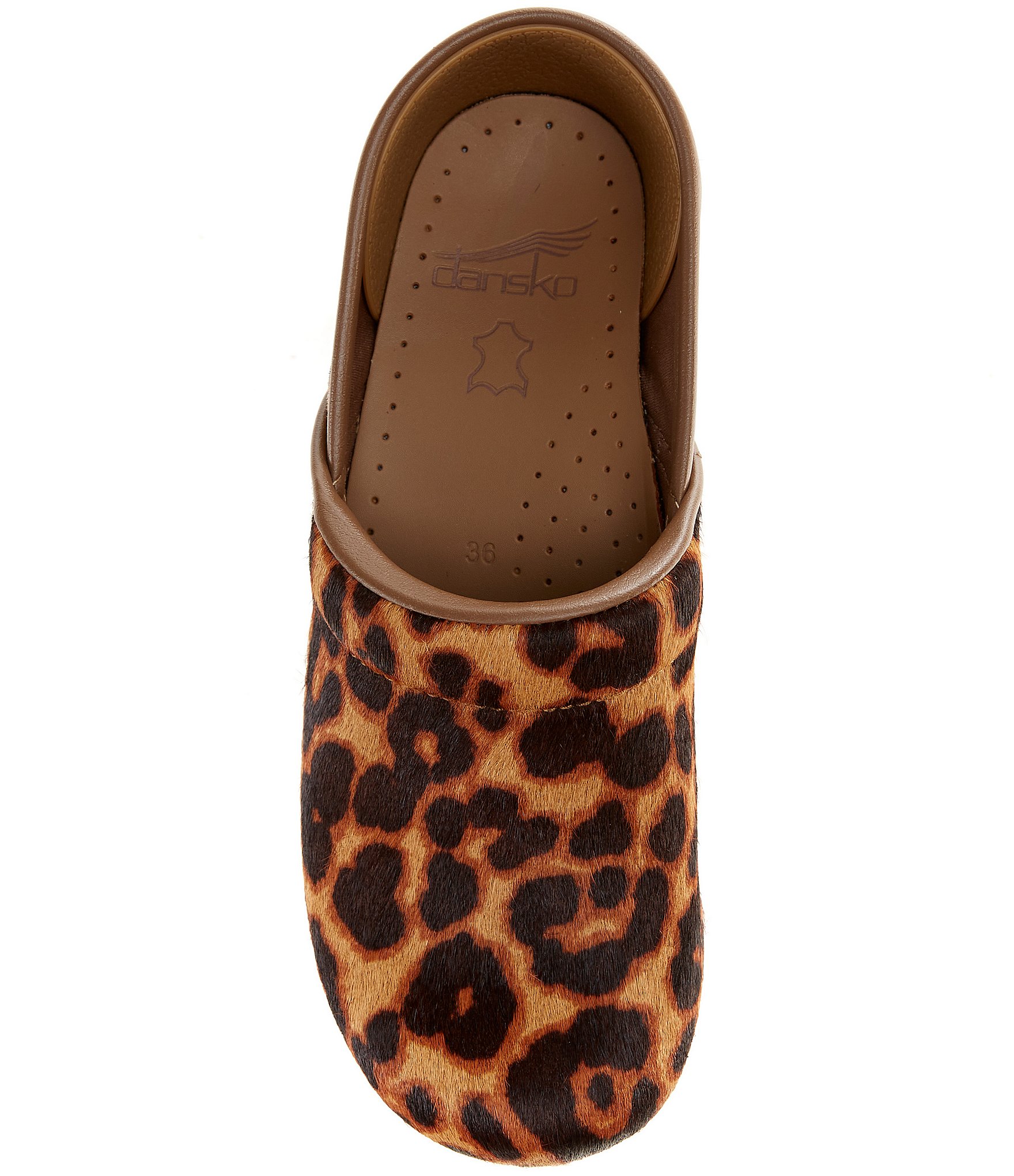 Dansko Professional Leopard Print Calf Hair Clogs