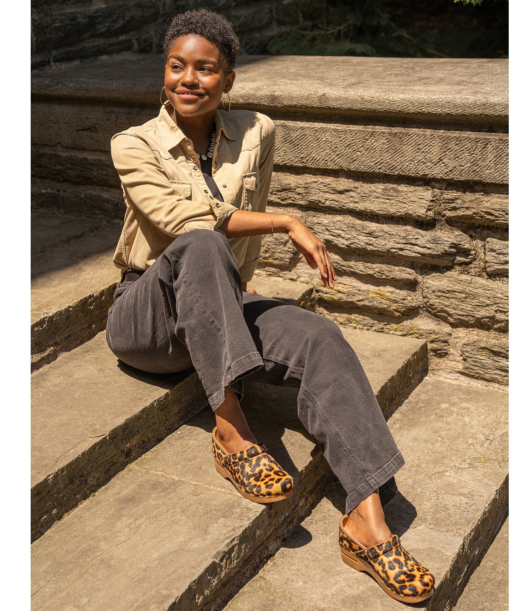 Dansko Professional Leopard Print Calf Hair Clogs