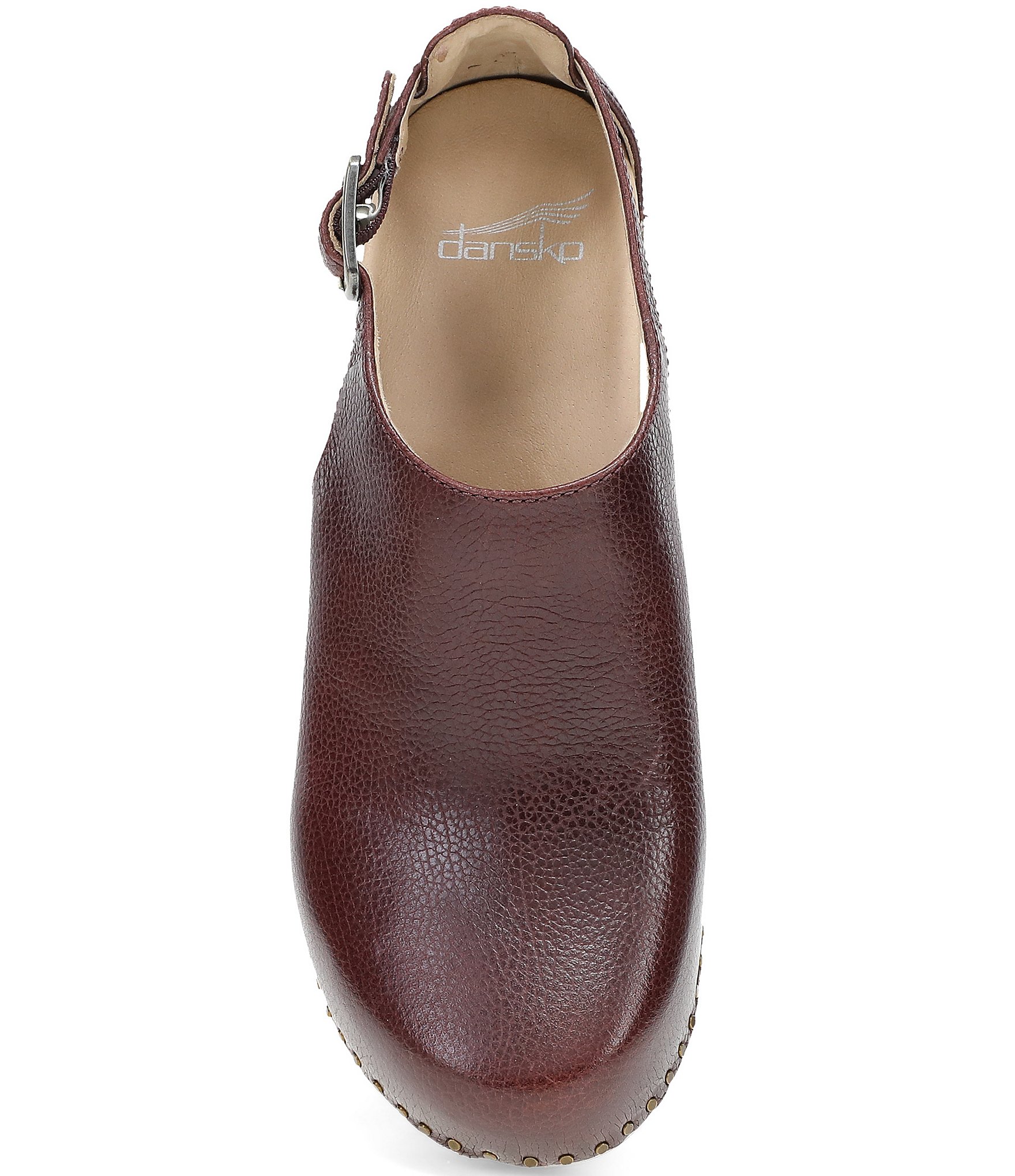 Dansko Sassy Burnished Leather Studded Ankle Strap Clogs