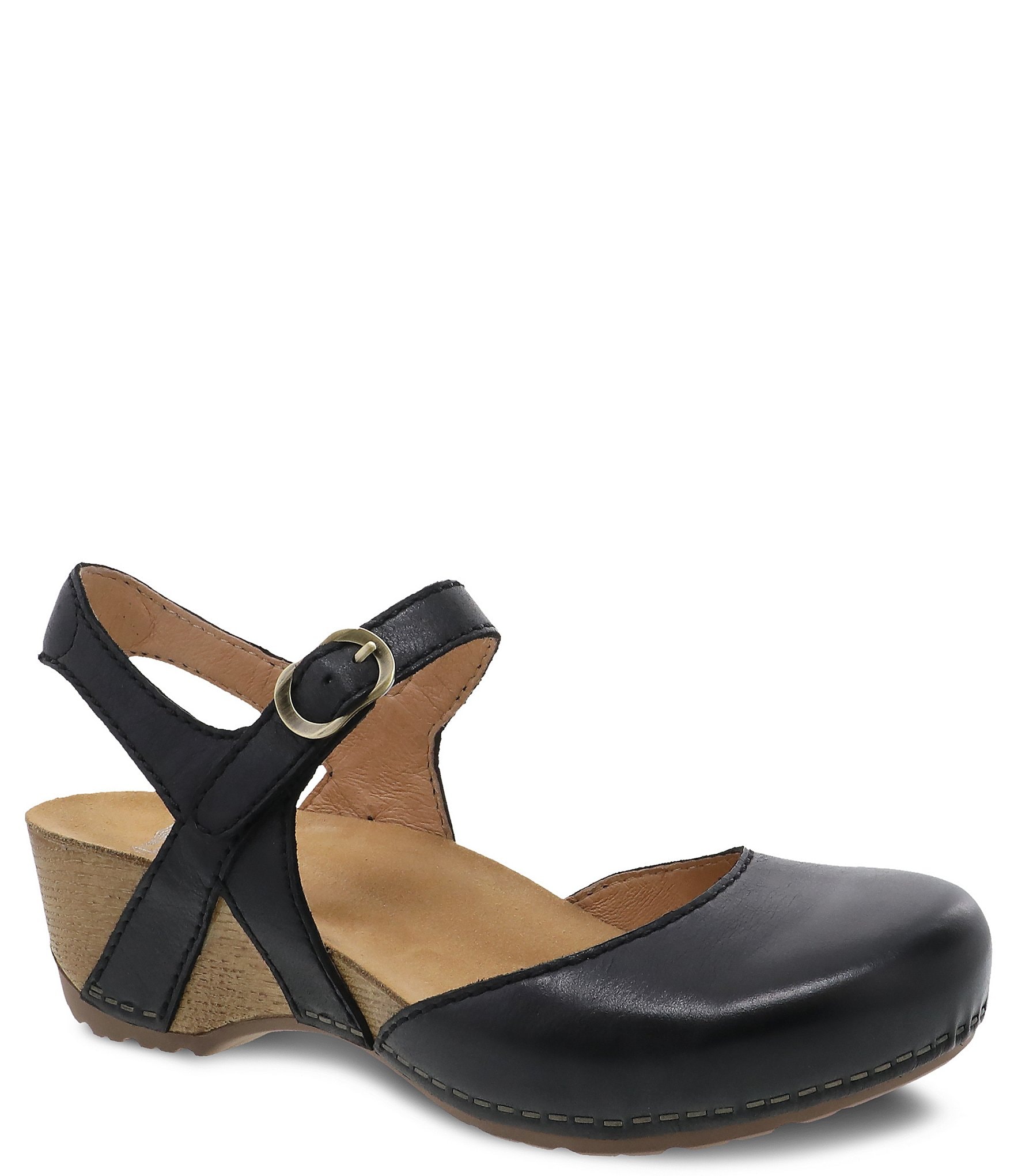 Dansko Tiffani Burnished Leather Ankle Strap Clogs | Dillard's