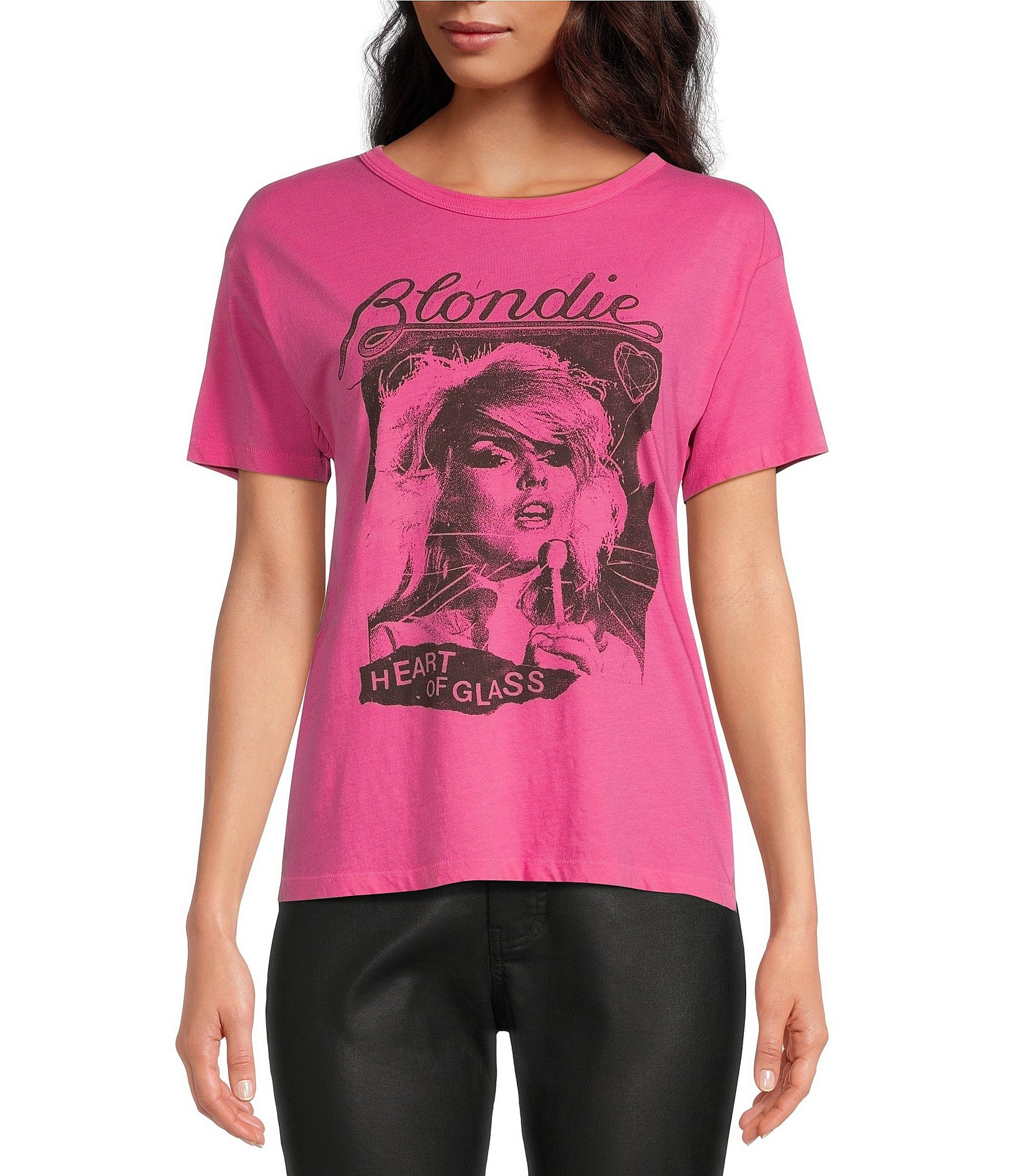 Daydreamer Blondie Heart of Glass Ringer Crew Neck Short Sleeve Graphic Tee  Shirt