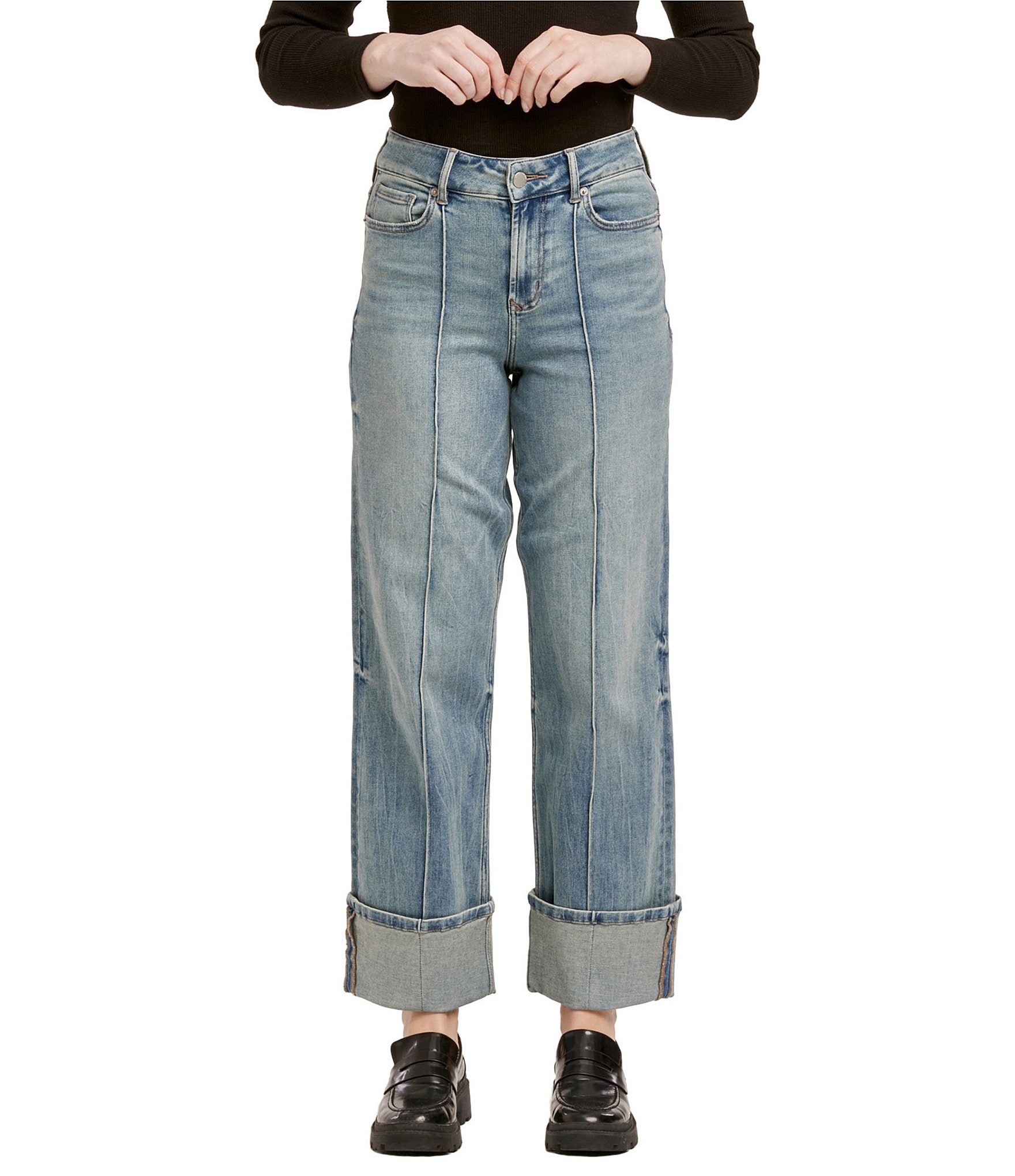 Dear John Holly Stretch Denim Straight Leg Cuffed Jeans