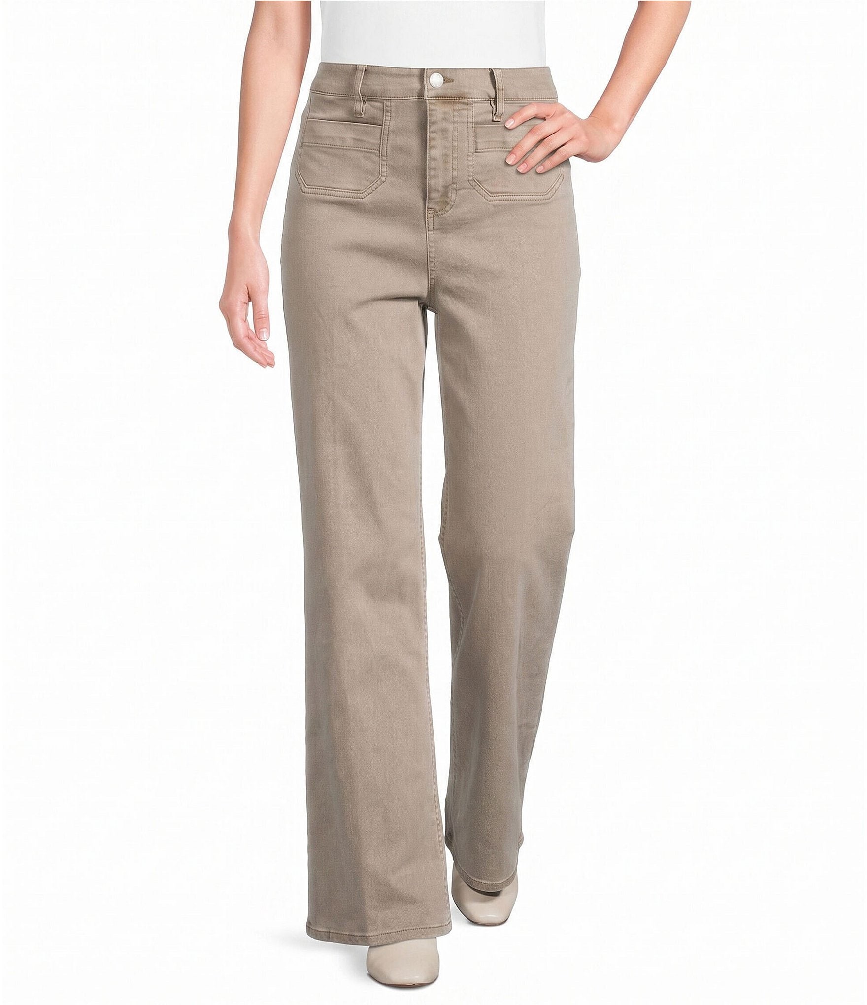 Dear John Holly Twill Wide Leg Flat Front Patch Pocket Jeans