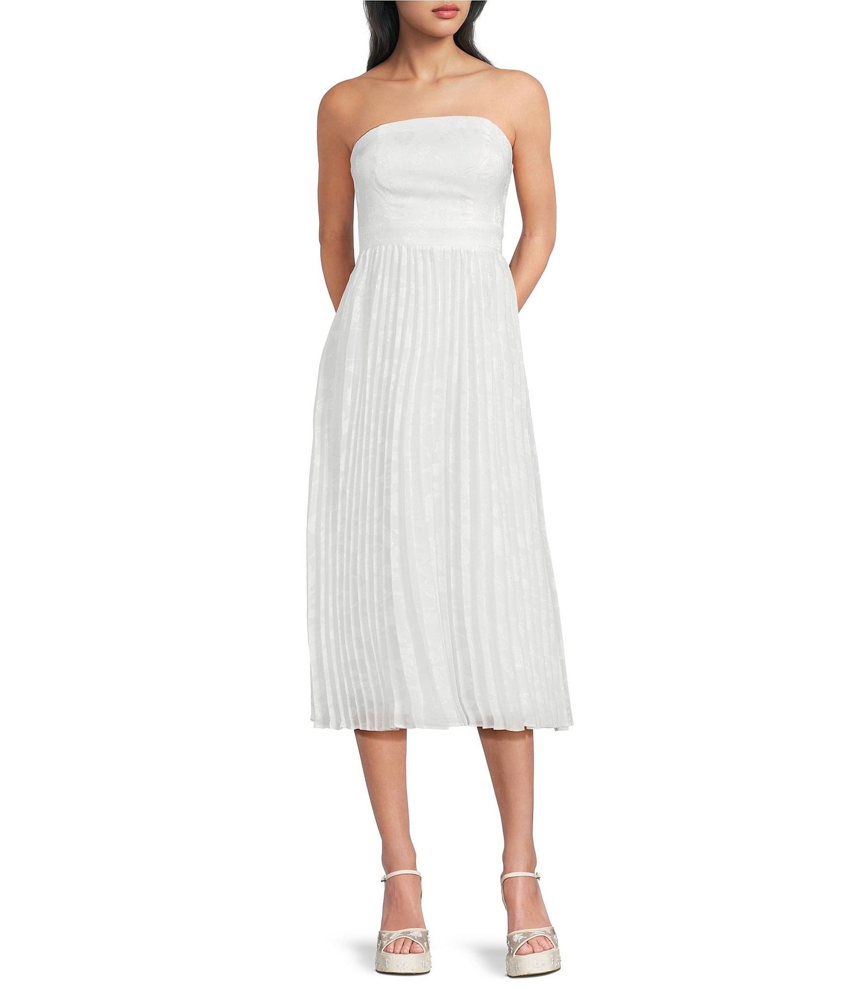 pleated : White Women's Dresses