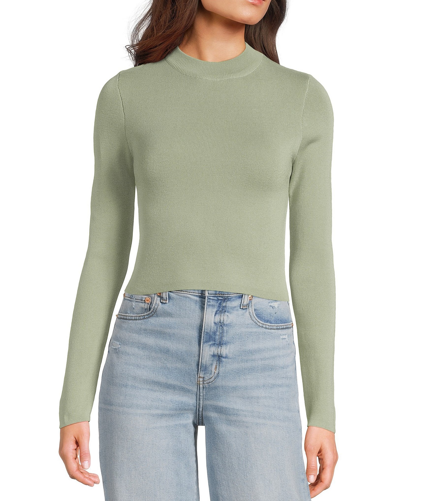 Dee Elly Crew Neck Long Sleeve Coordinating Green Top