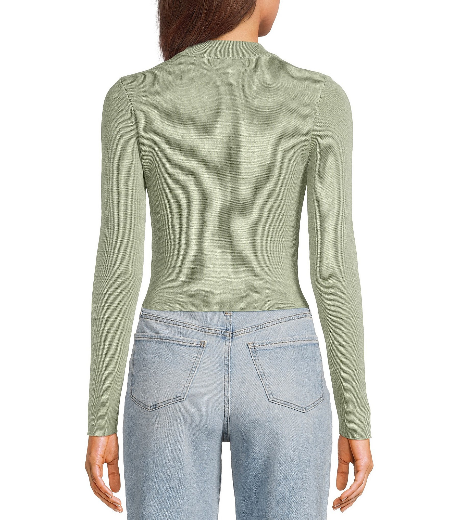 Dee Elly Crew Neck Long Sleeve Coordinating Green Top