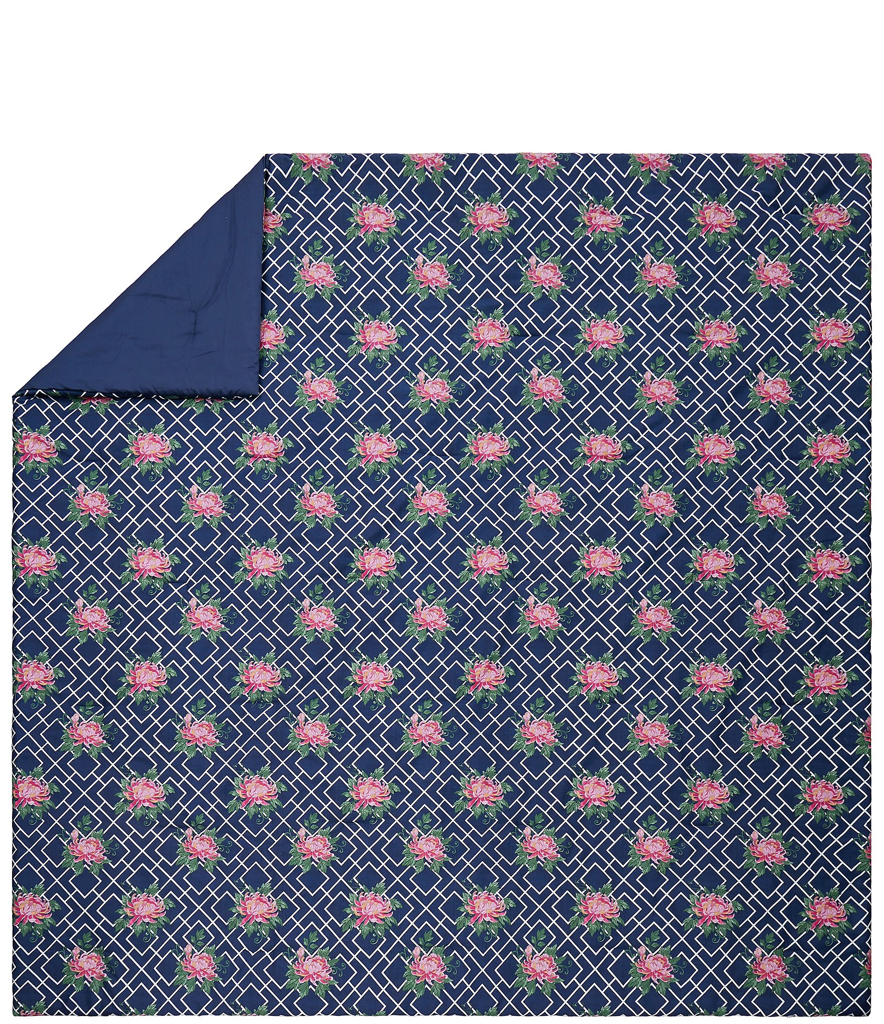 Dee Ocleppo Chrysanthemum Geo-Trellis Print Reversible Comforter Mini Set