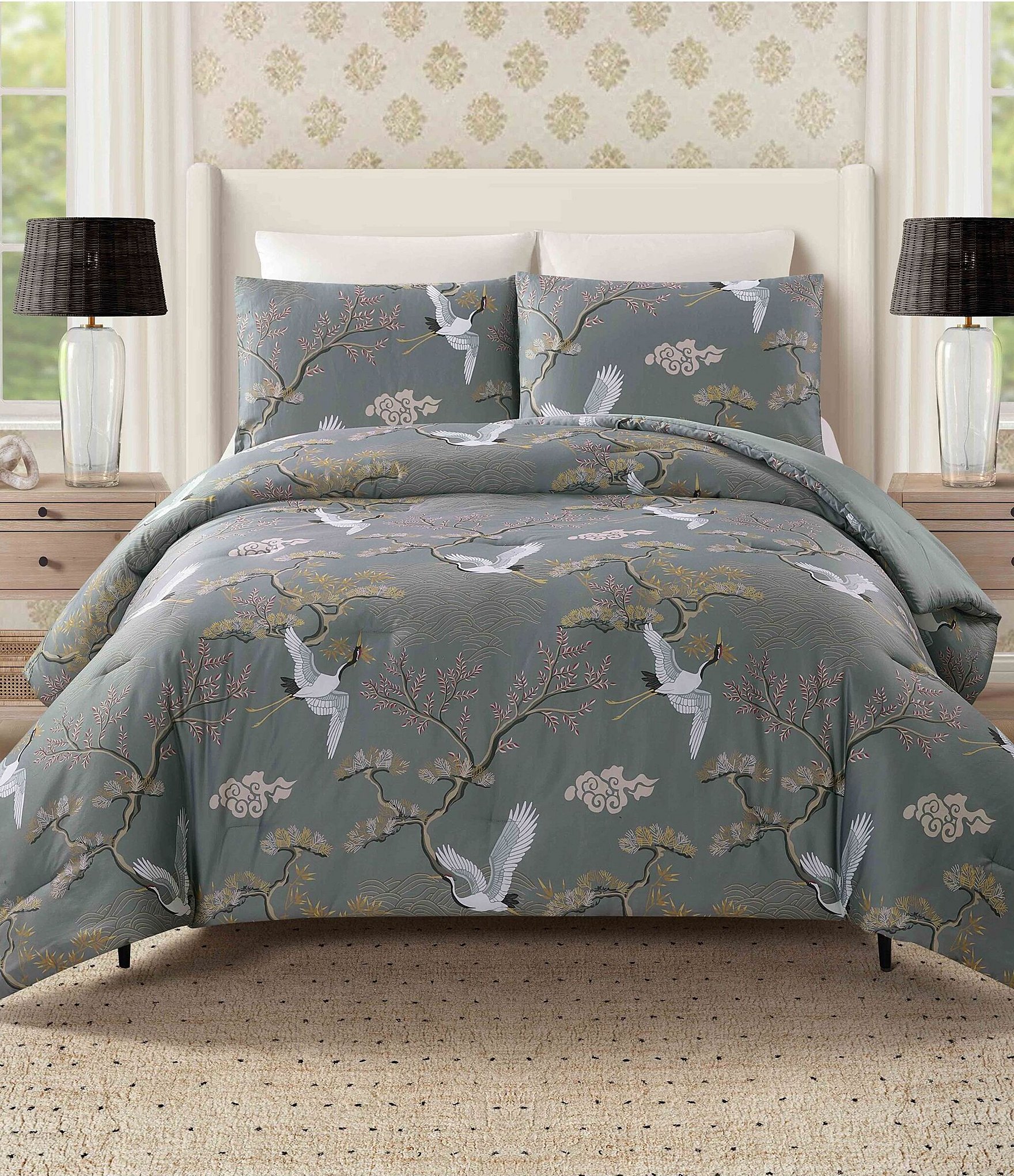 Dee Ocleppo Crane Print Comforter Mini Set
