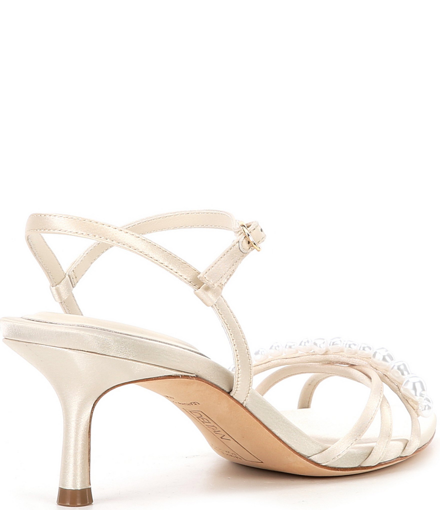 Deltan Ariatwo Satin Pearl Ornament Dress Sandals