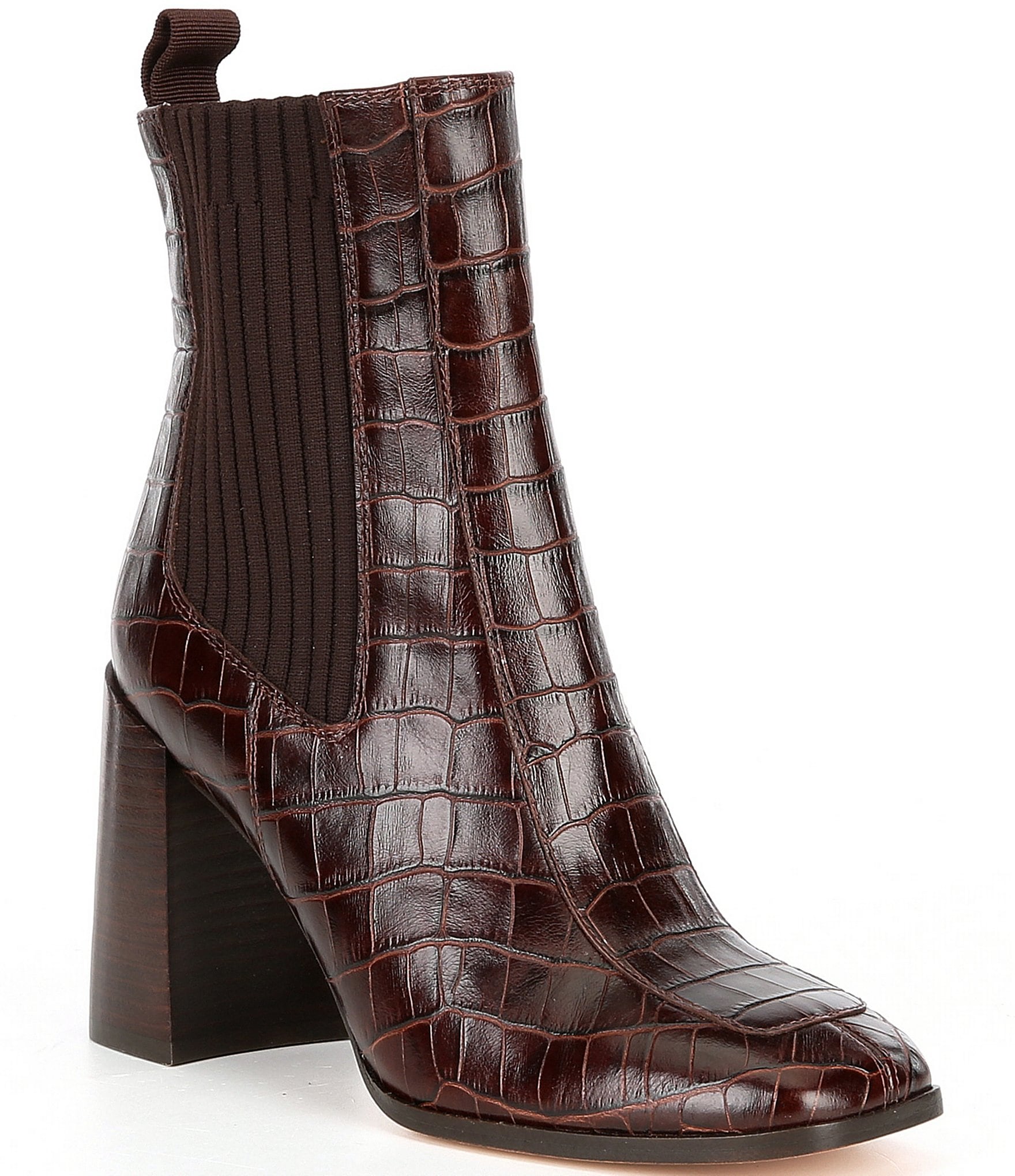 Deltan Brek Crocodile Embossed Leather Dress Booties | Dillard's