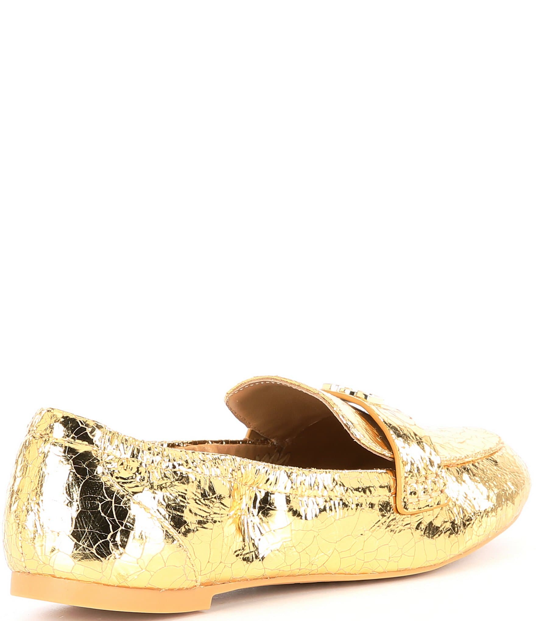 Deltan James Crinkle Metallic Leather Logo Hardware Loafers