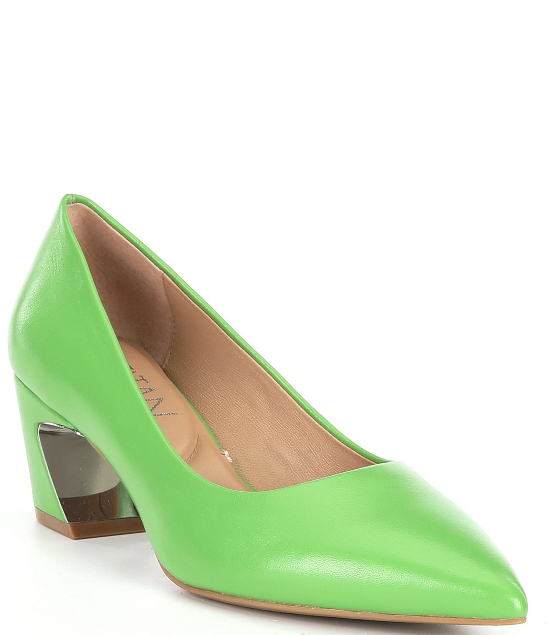 Deltan Raya Leather Block Heel Pumps