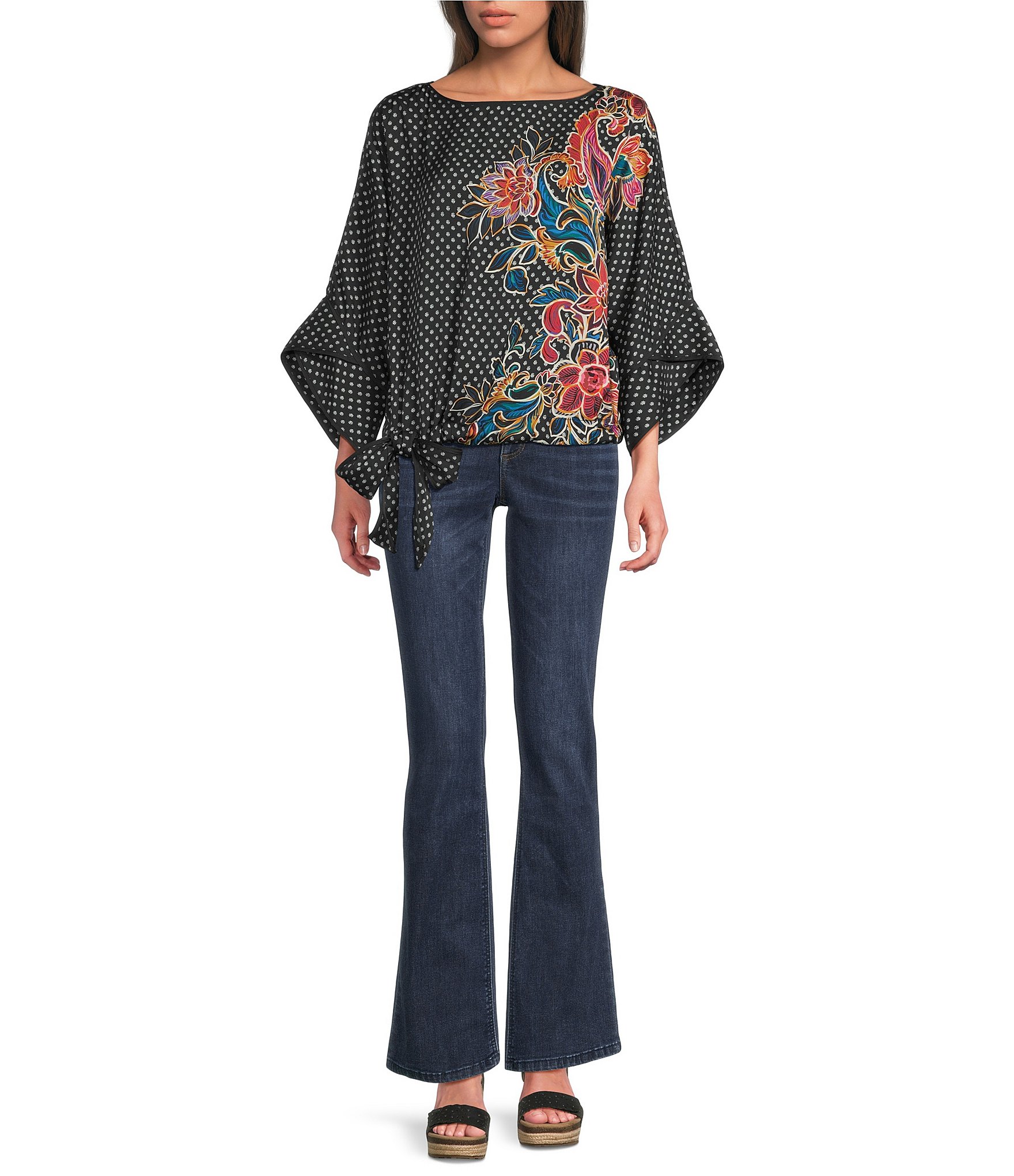 Democracy #double;Ab#double;solution® Itty Bitty Mid-Rise 3D Embroidery Bow Boot Leg Jeans