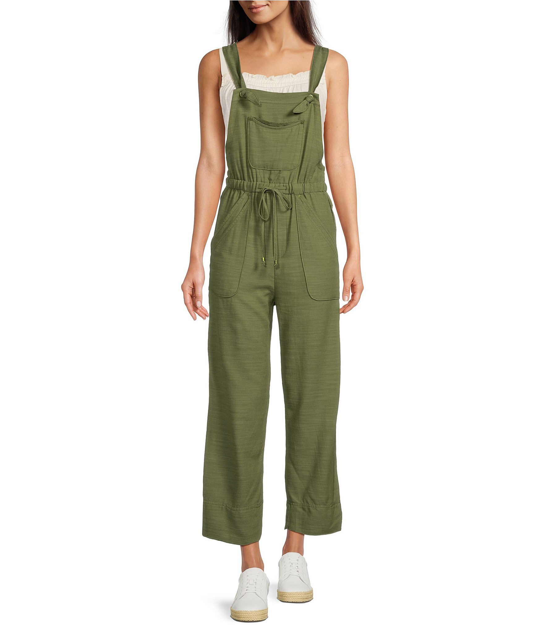 Democracy Knotted Shoulder Straps Cropped Overalls | Dillard's