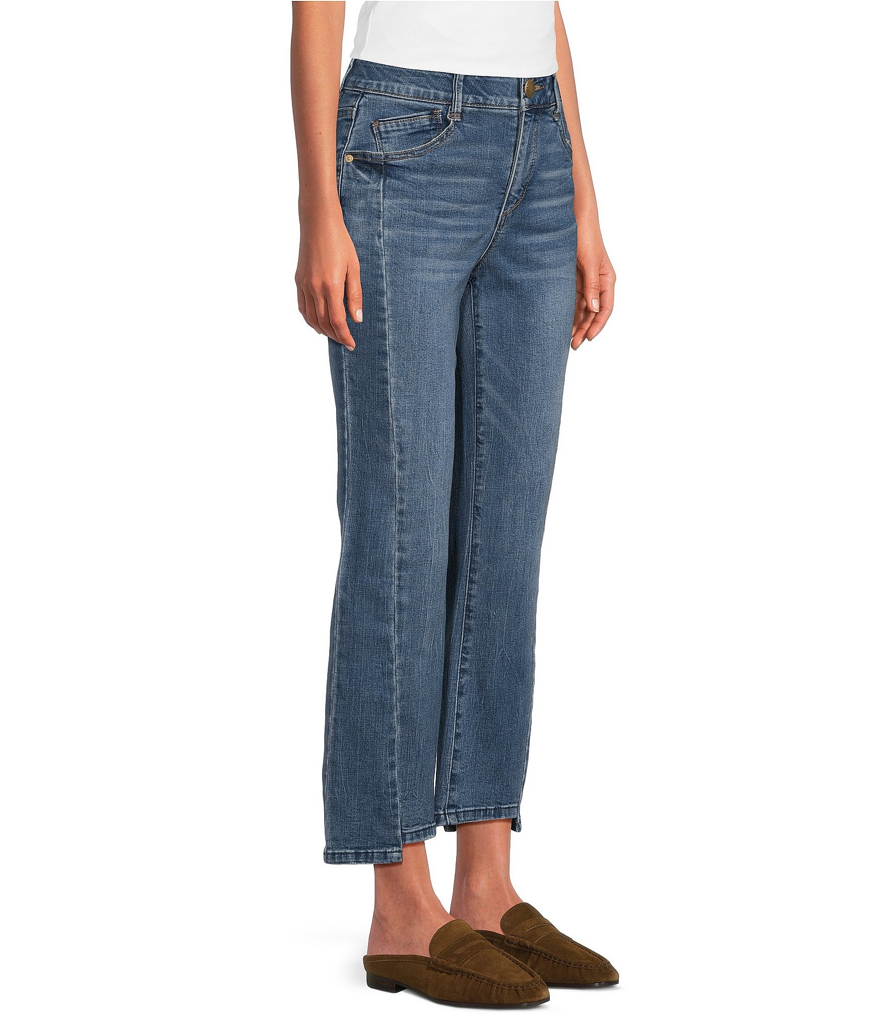 Democracy Petite Size Denim Step Hem Seam Cropped Jeans