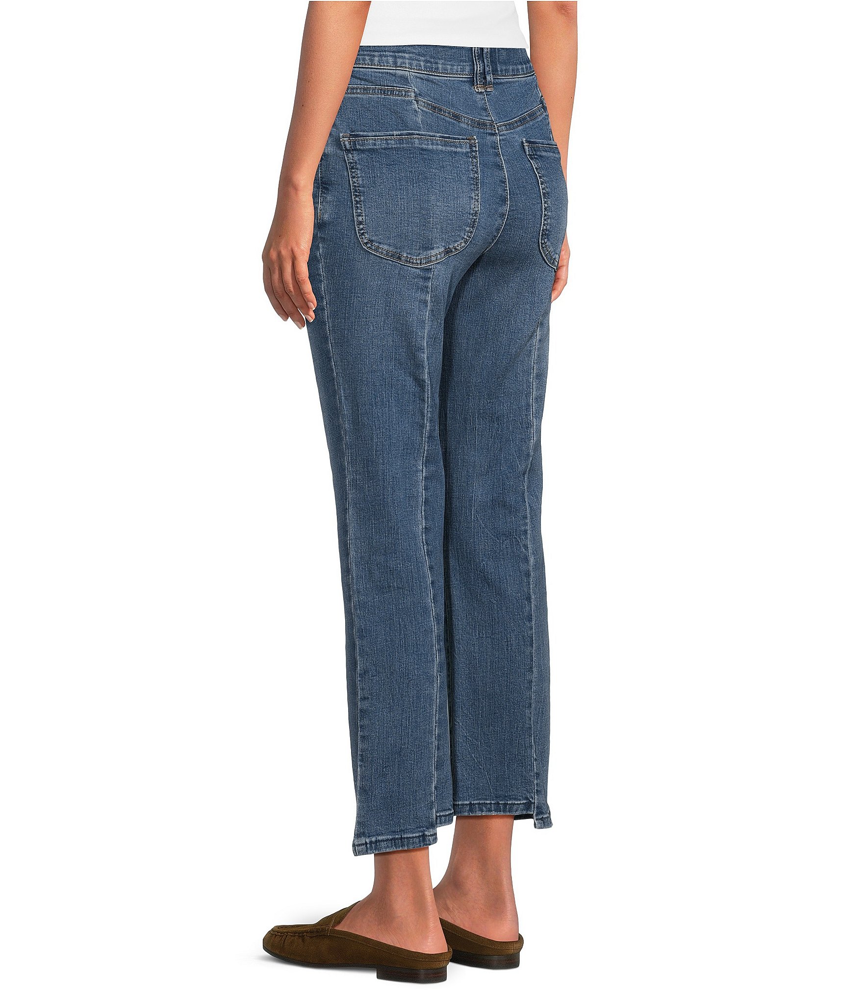 Democracy Petite Size Denim Step Hem Seam Cropped Jeans