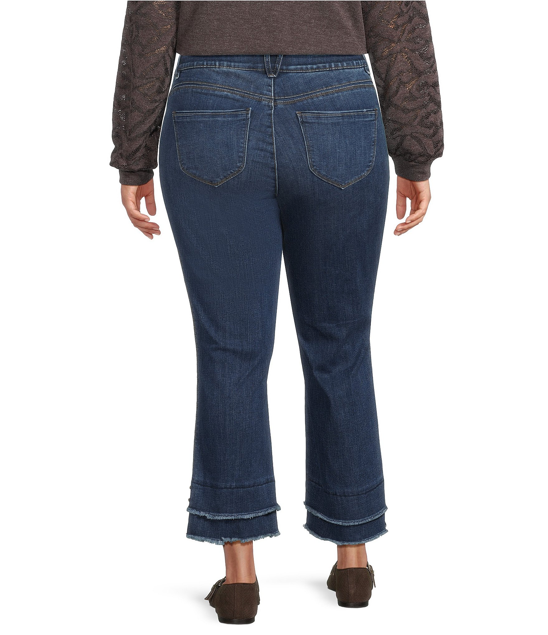 Democracy Plus Size #double;Ab#double;solution® Kick Flare Double Layer Fray Hem Crop Jeans