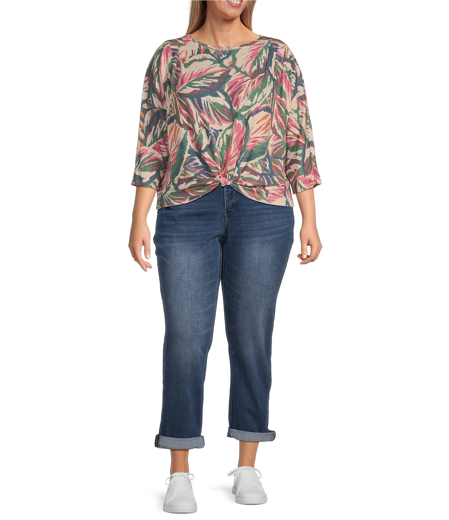 Democracy Plus Size #double;Ab#double;solution® Wide-Leg Cuffed Hem Girlfriend Jeans