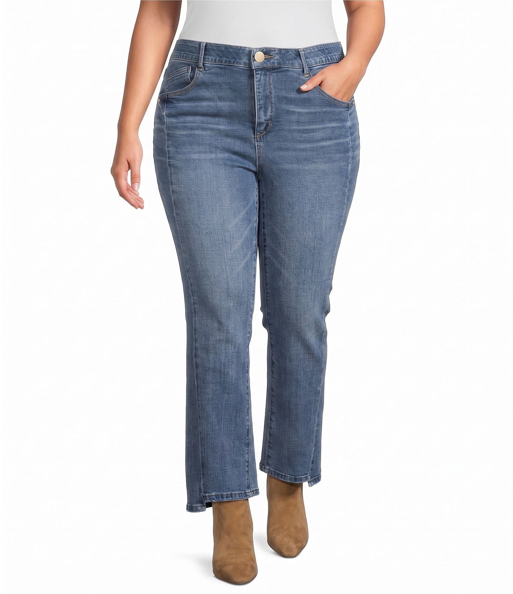 Democracy Plus Size Denim Step Hem Seam Cropped Jeans