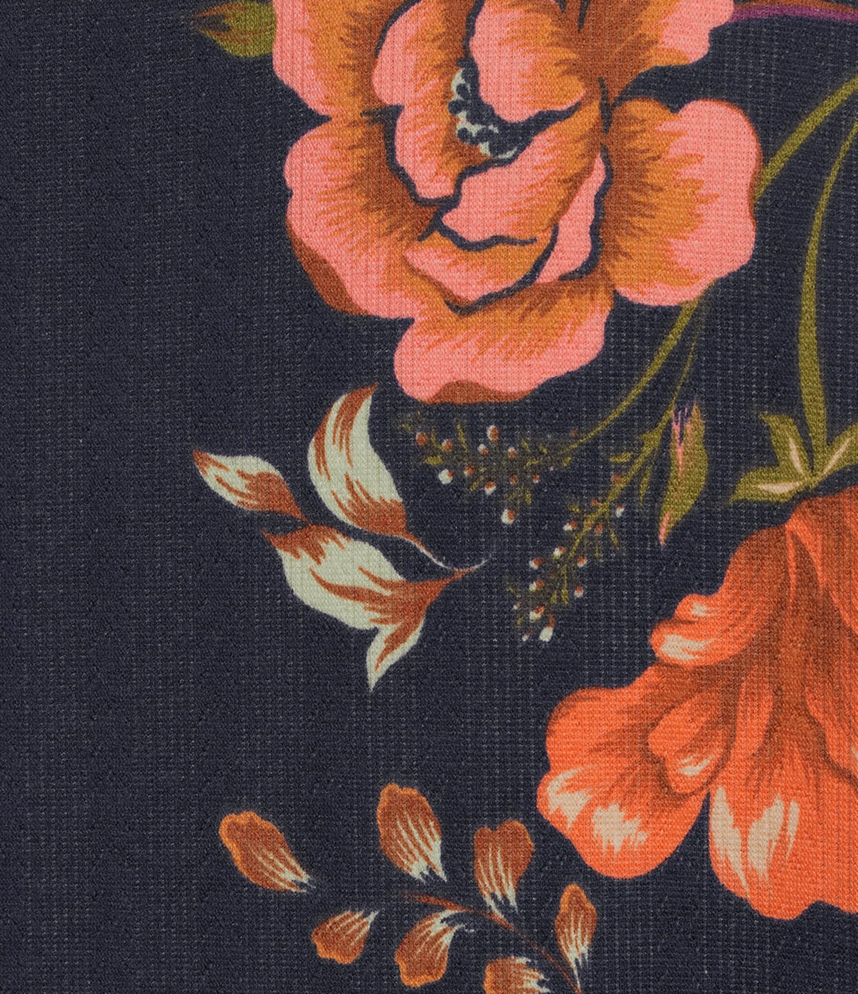 Democracy Plus Size Knit Floral Boat Neck Long Batwing Sleeve Top