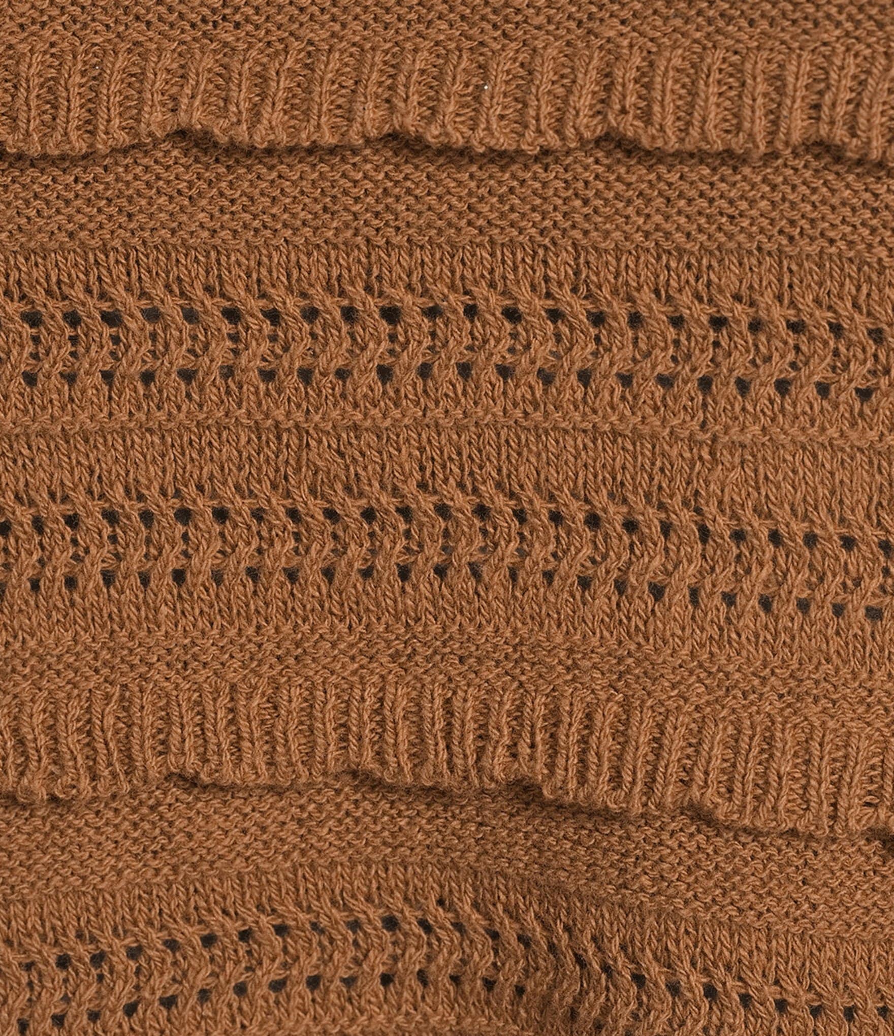 Democracy Plus Size Mixed Stitch Round Neck 3/4 Bell Sleeve Sweater