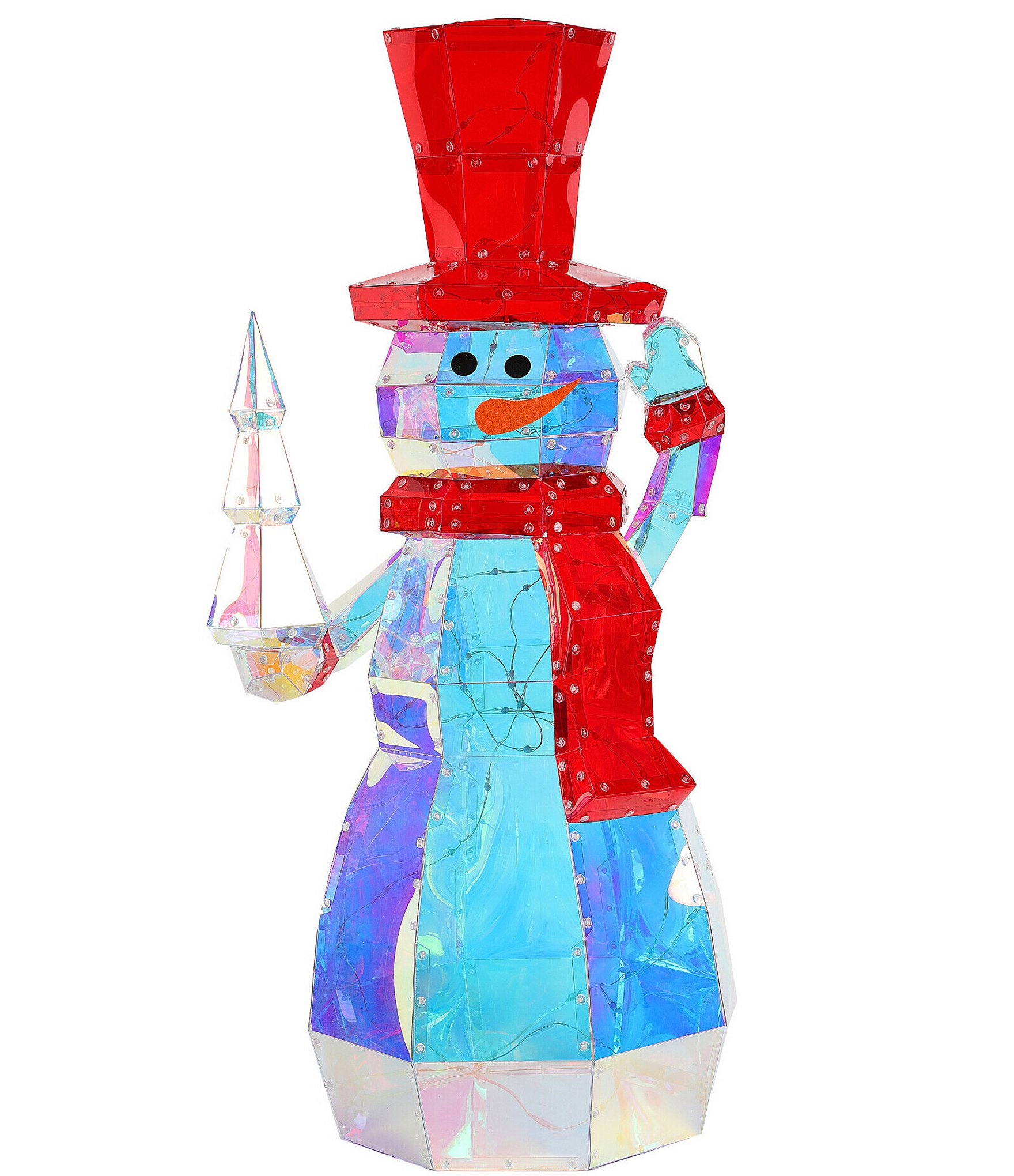 Department 56 Christmas Basic LED Lit Prism Snowman with Tree Holiday