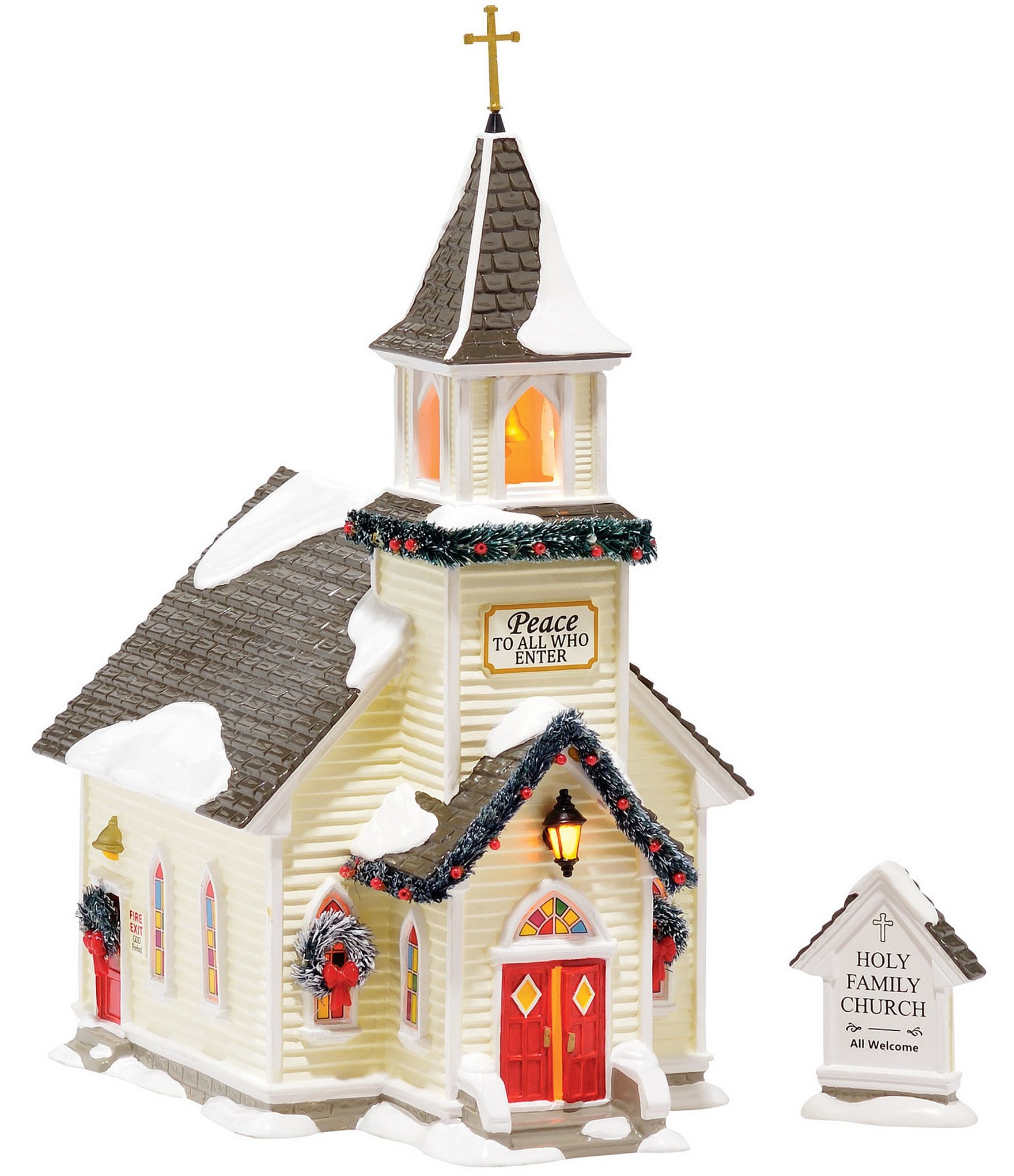 Department 56 Original Snow Village Collection Holy Family Church Figurine,  Set of 2