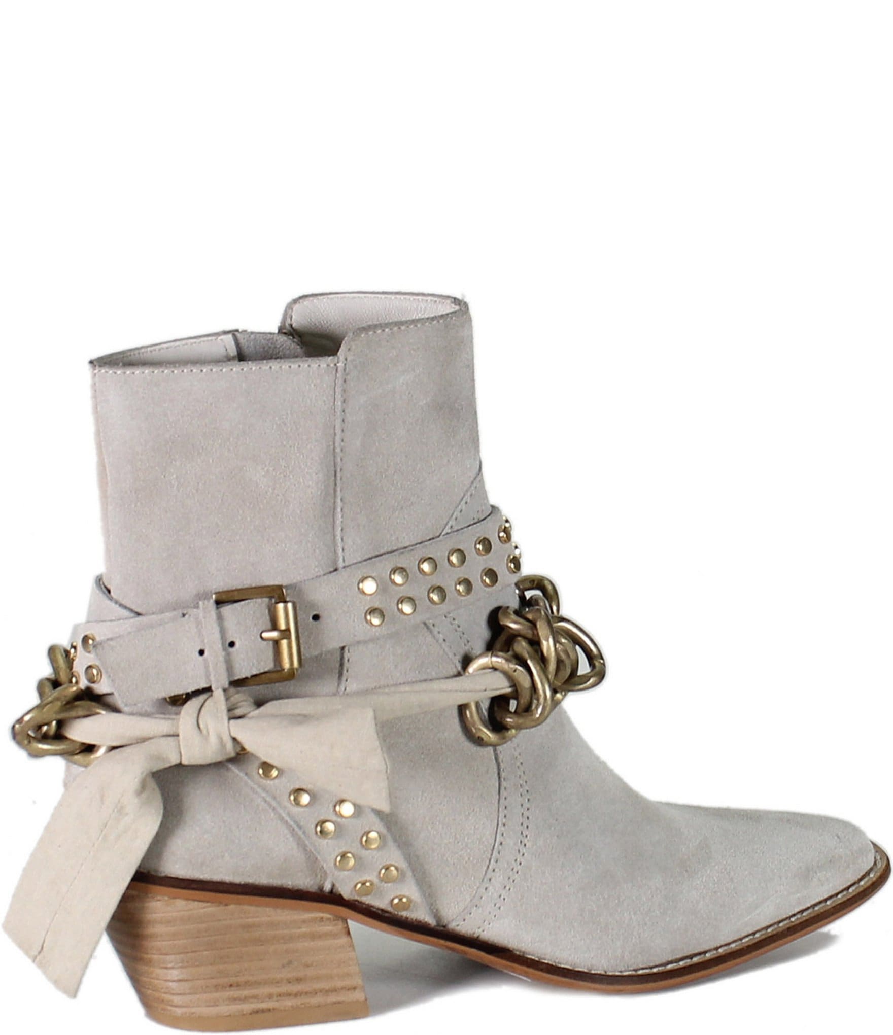 Diba True Paper Lily Suede Studded Bow Strapped Booties