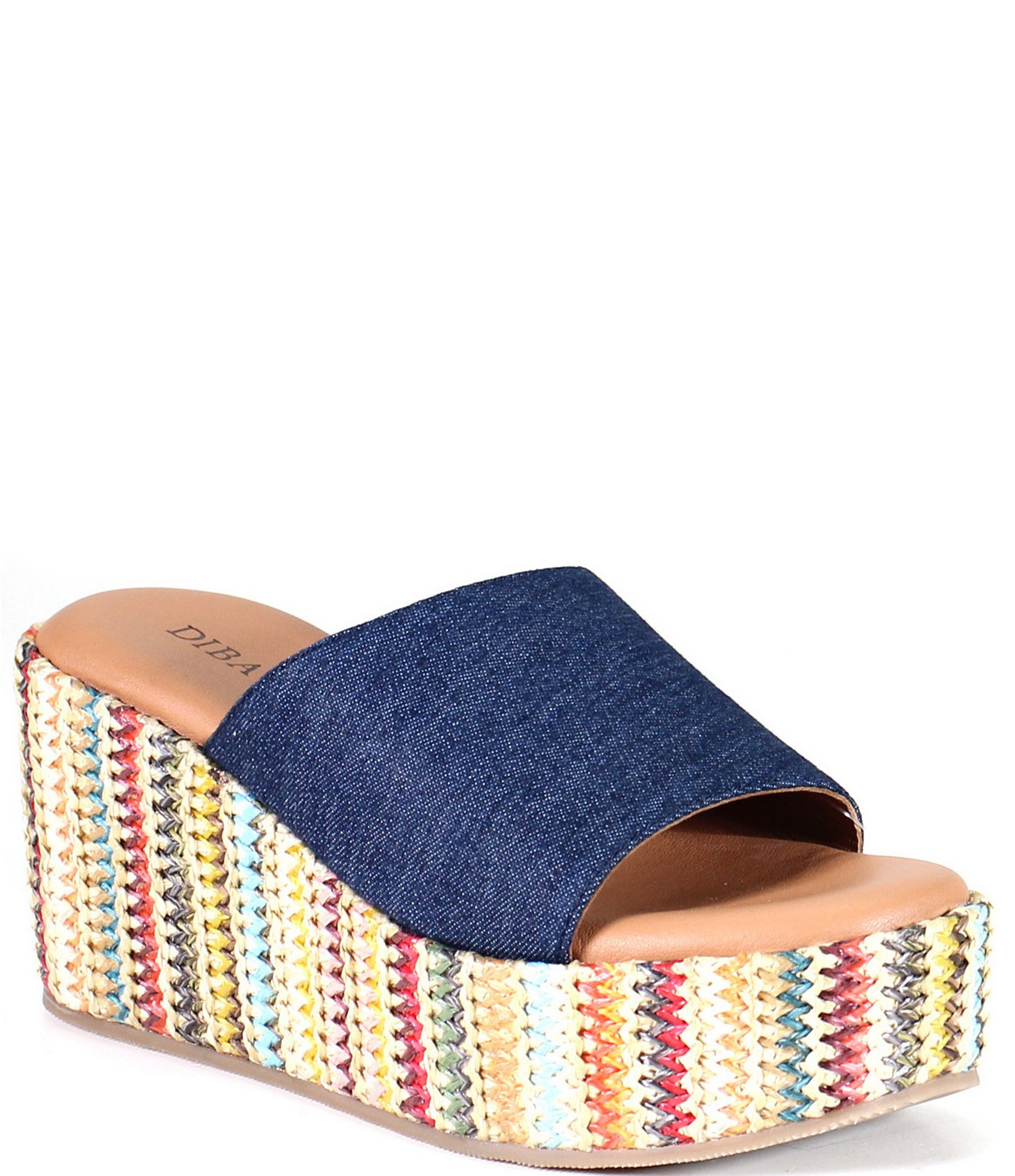 Diba True Rock Steady Denim Platform Wedge Slides | Dillard's