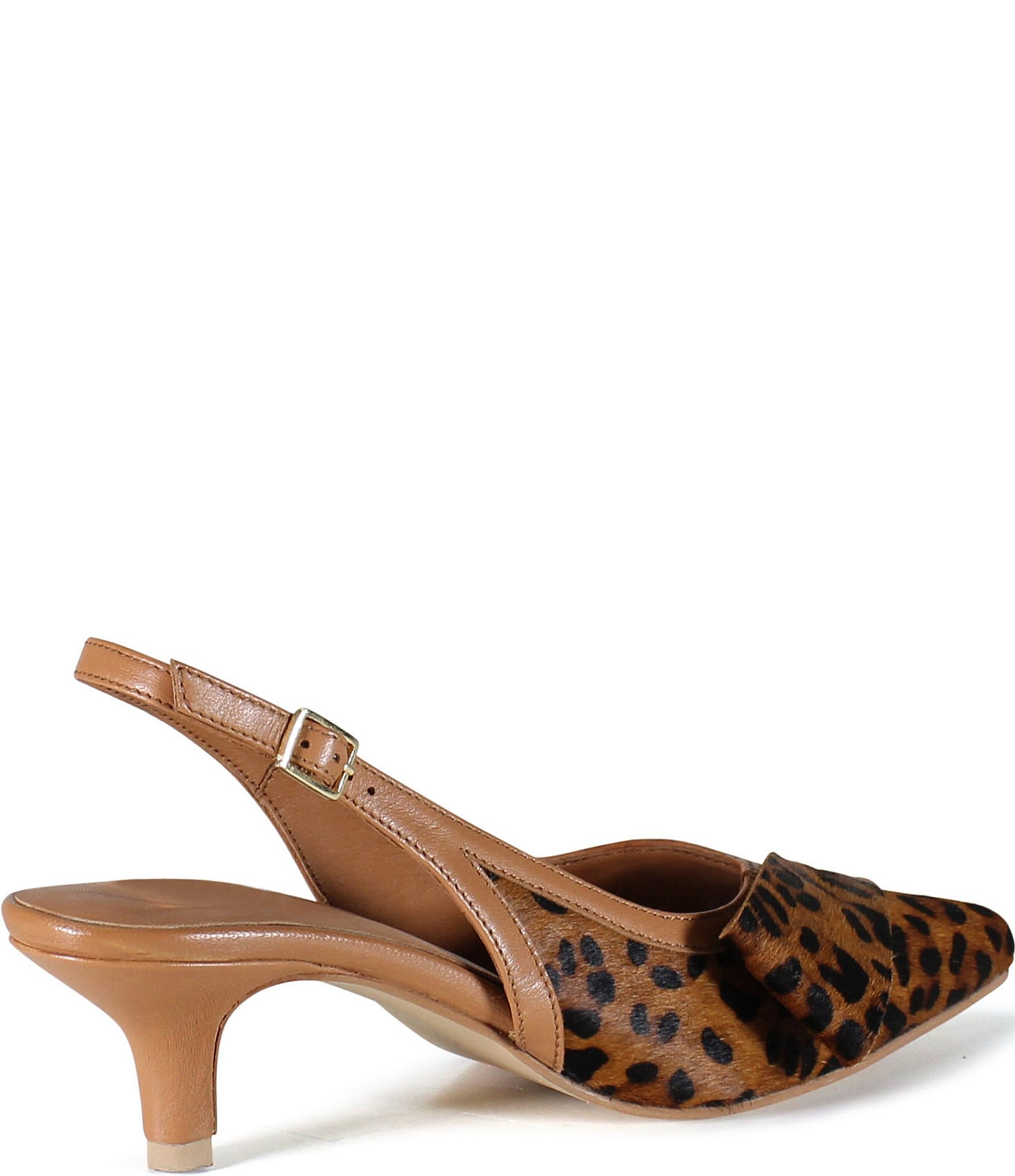 Diba True Settle Down Leopard Print Calf Hair Slingback Kitten Heel Pumps