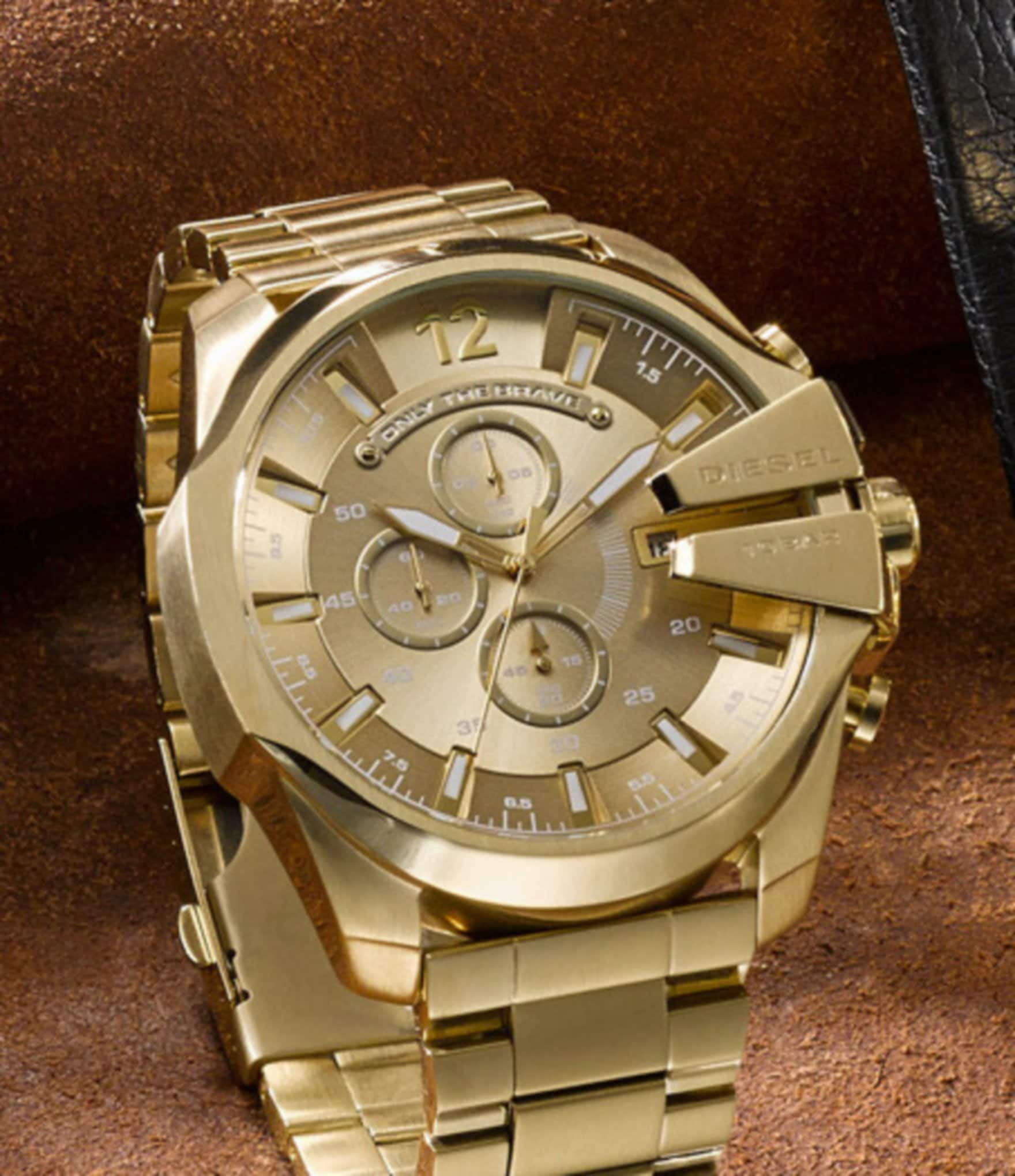 Diesel Men's Mega Chief Gold IP Stainless Steel Chronograph Watch