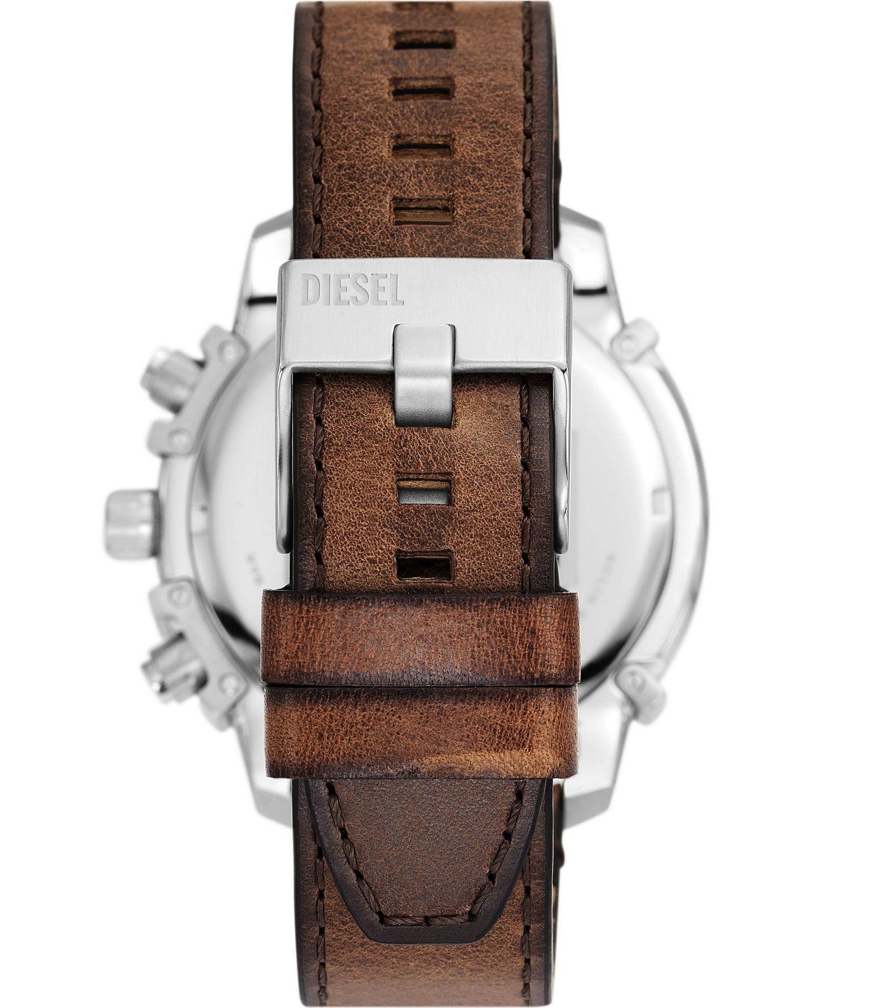 Diesel Men's 48mm Griffed Chronograph Brown Leather Strap Watch