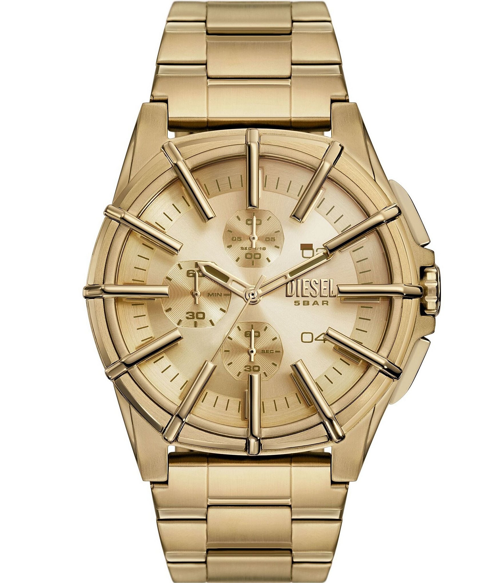 Diesel Men's Framed Chronograph Gold-Tone Stainless Steel Bracelet Watch