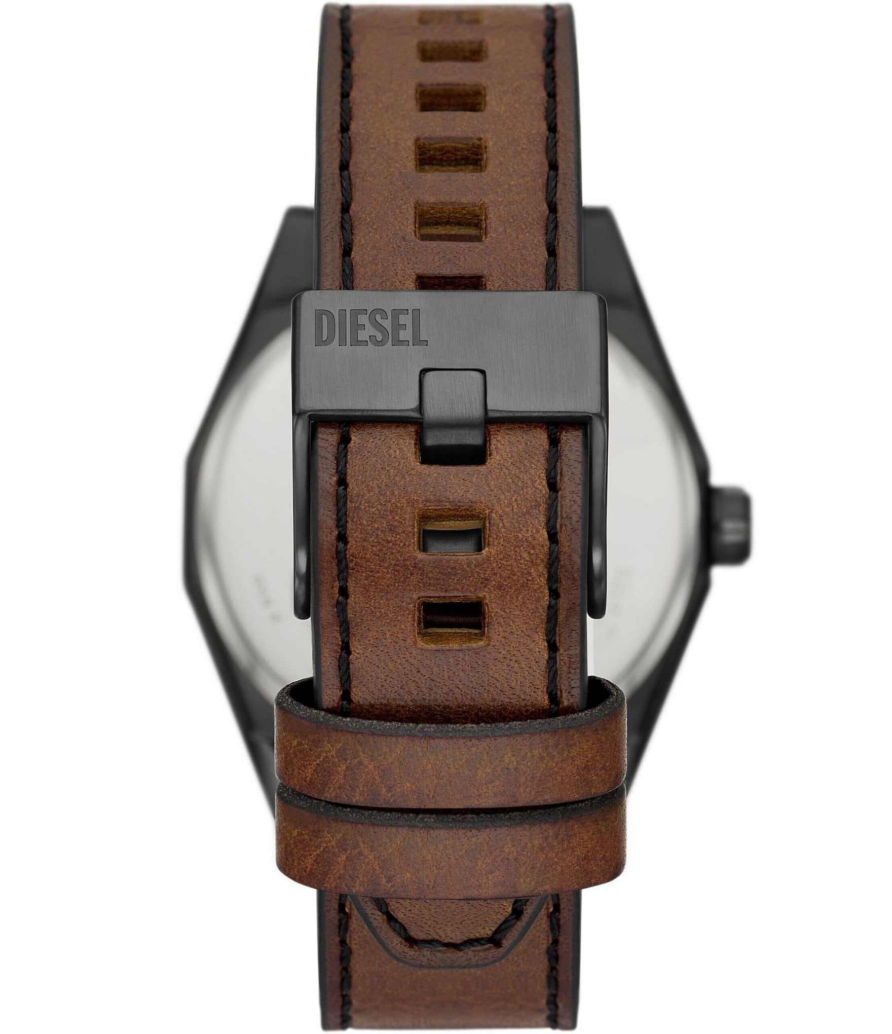 Diesel Men's Scraper Three-Hand Brown Leather Blue Dial Strap Watch