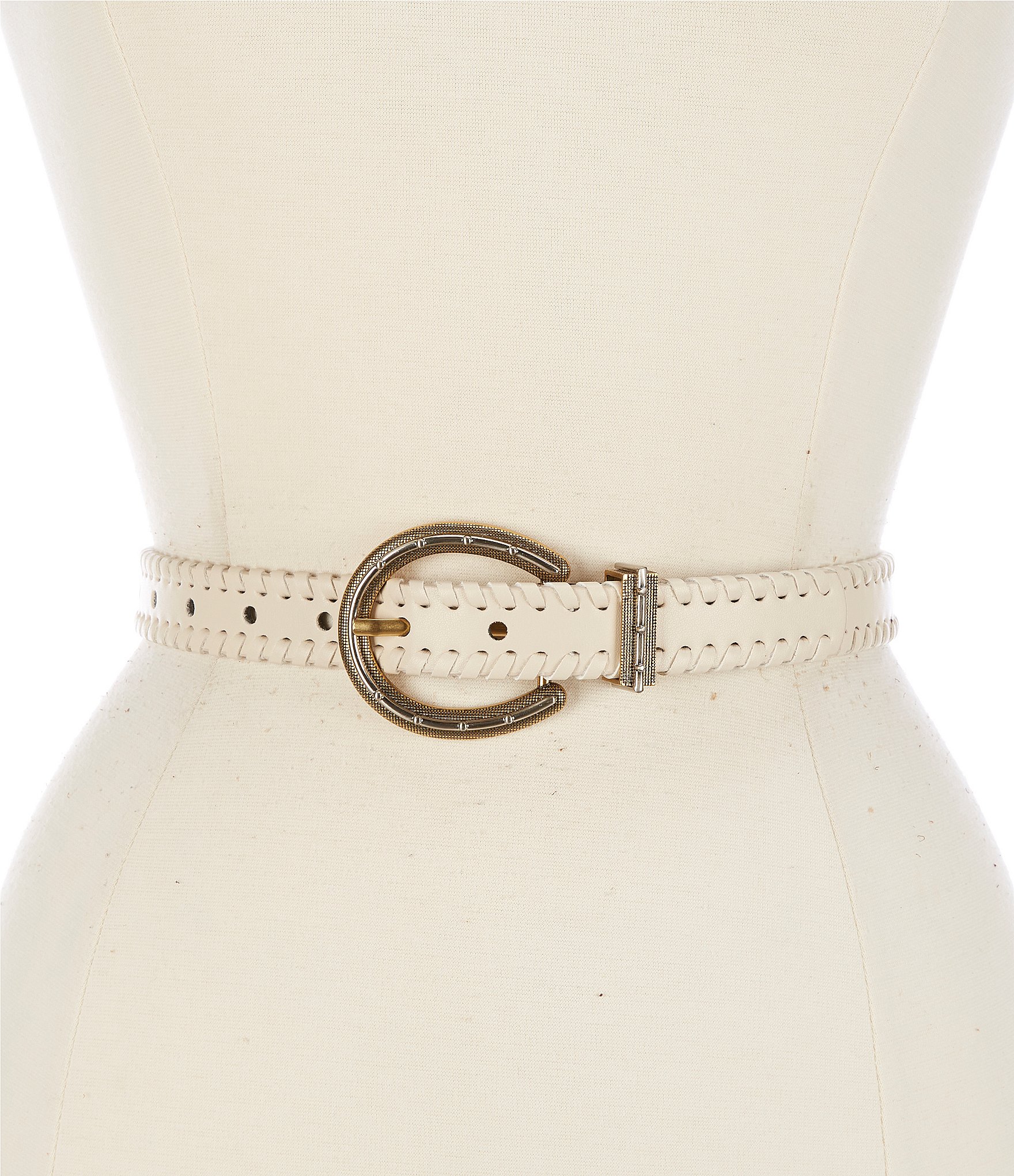 Dillard's 1#double; Whipstitch Faux Leather Belt