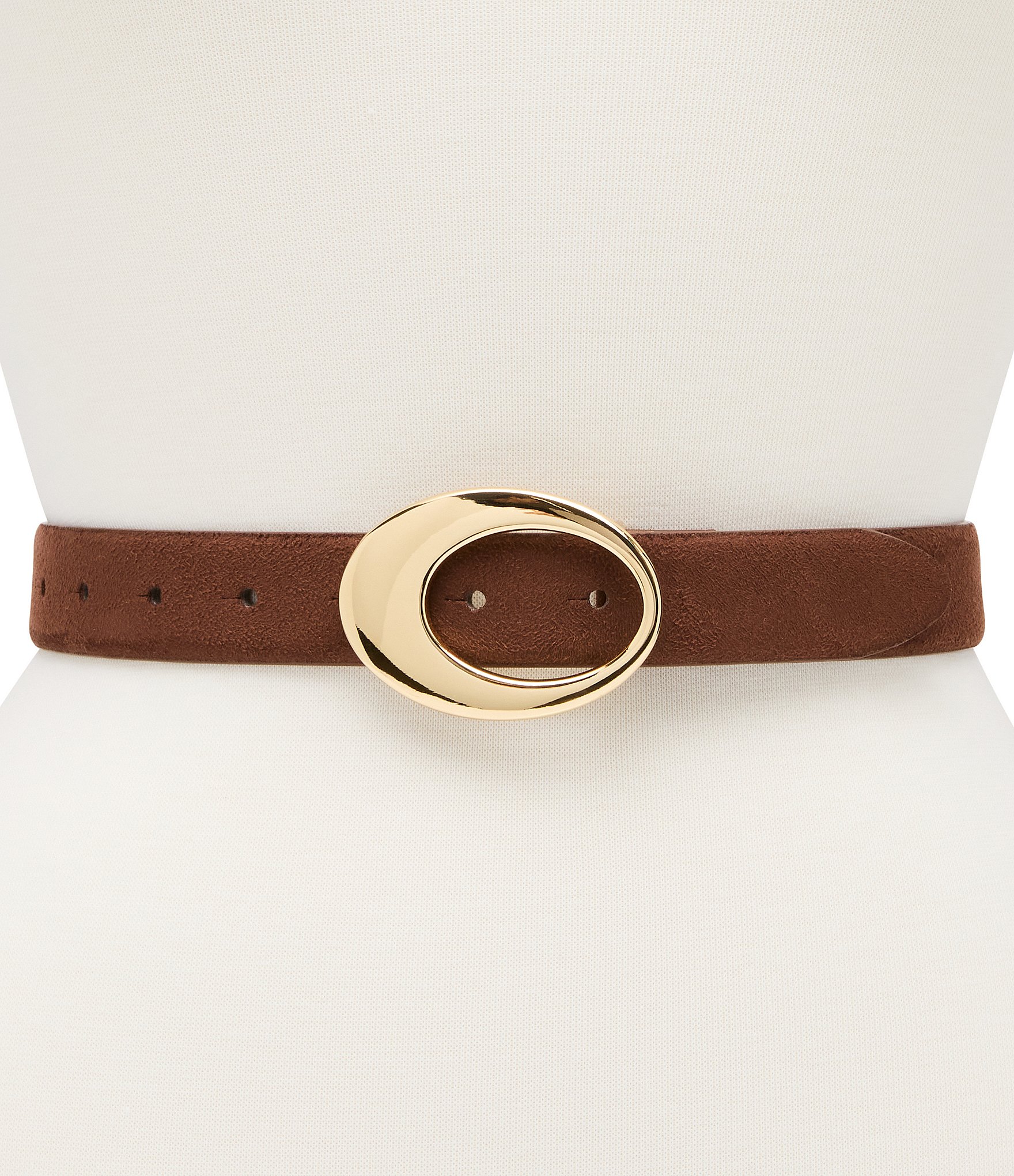 Dillard's 1.18#double; Organic Oval Buckle Faux Suede Belt