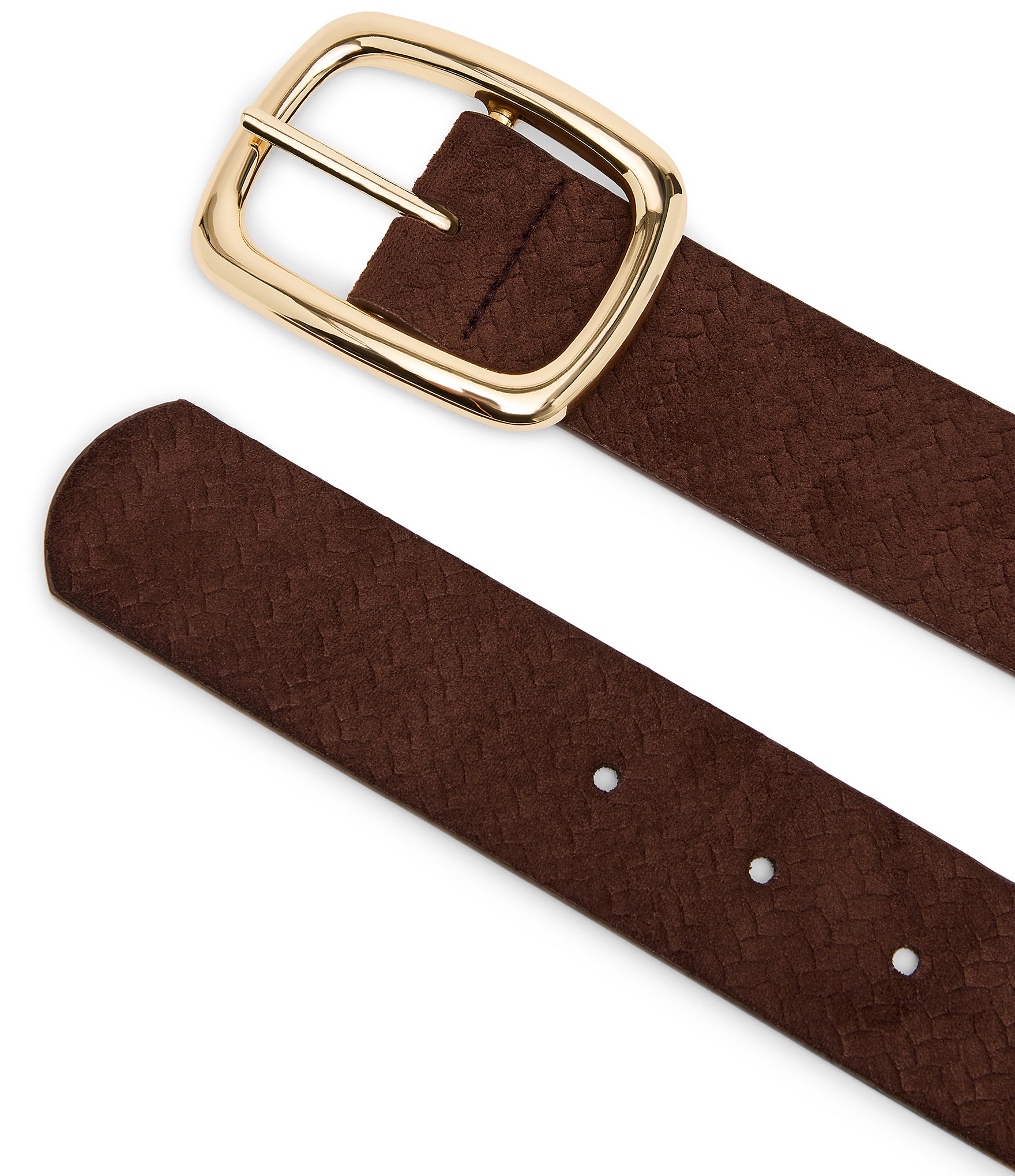 Dillard's 1.25#double; Rectangular Buckle Embossed Faux Suede Belt