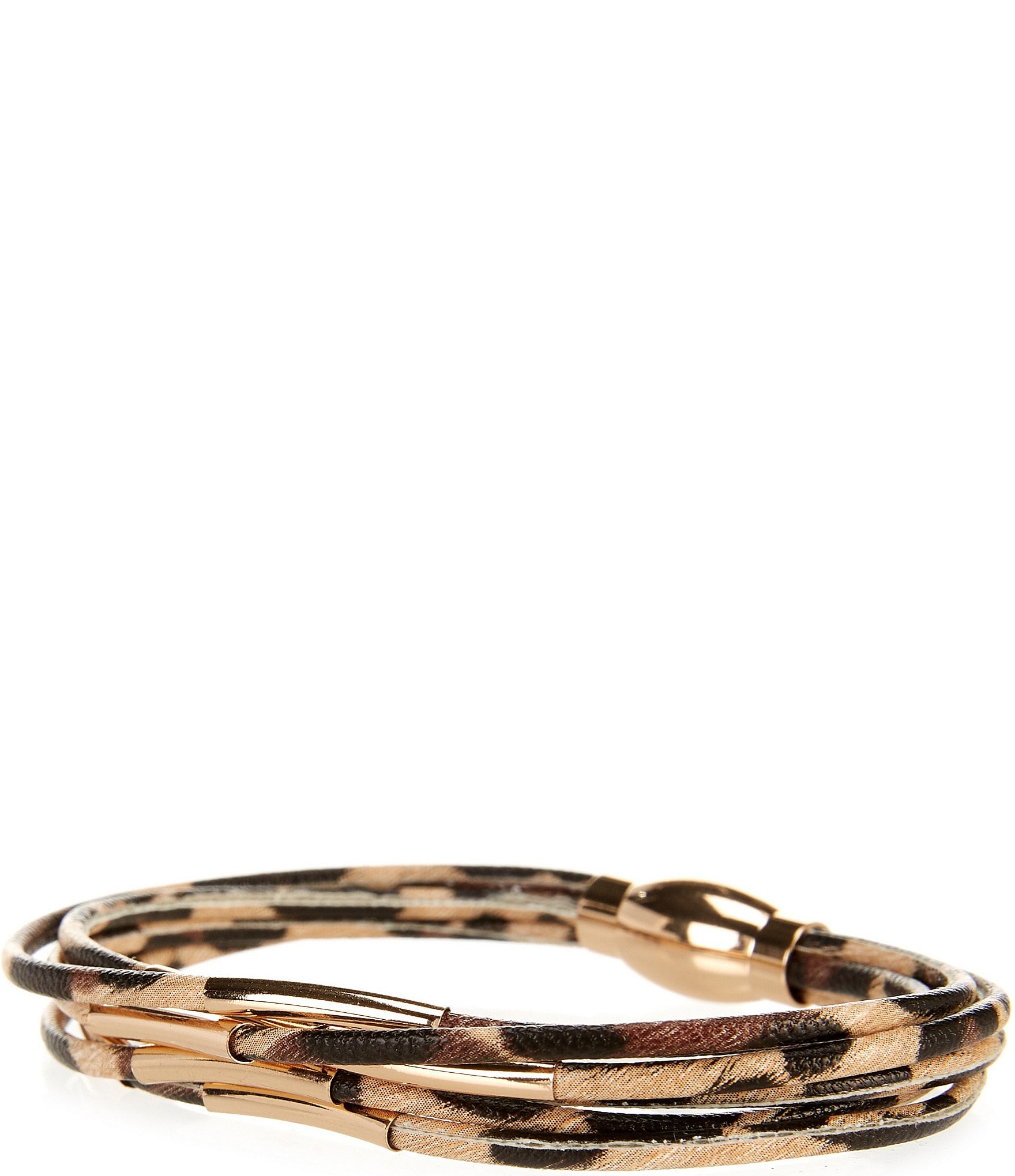 Dillard's Brass Tube Leopard Multi Row Line Bracelet