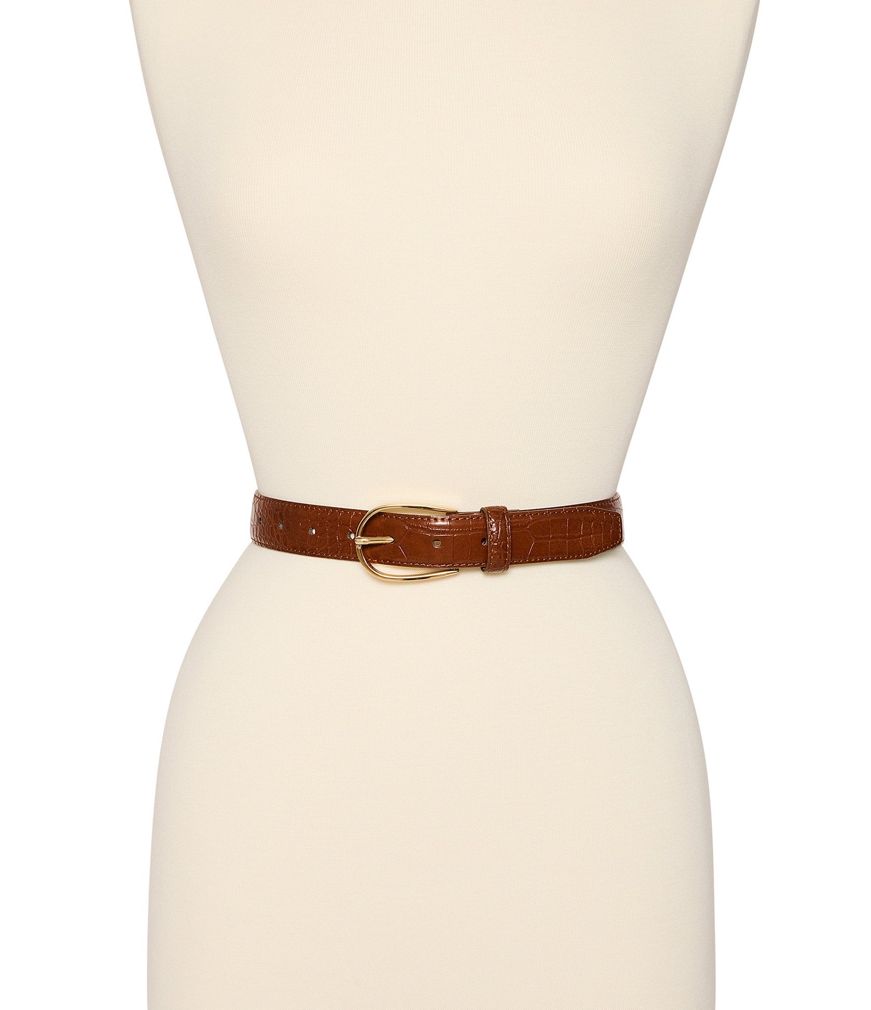 Dillard's Crocodile-Embossed Leather Belt