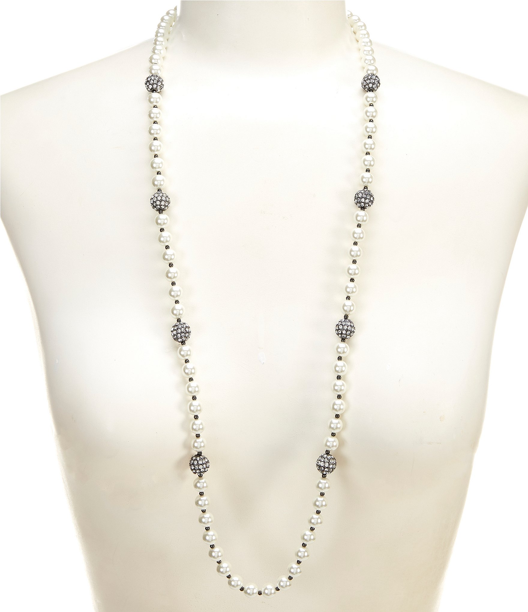 ST. sold JOHN LONG NECKLACE with STATION BALLS, CRYSTALS