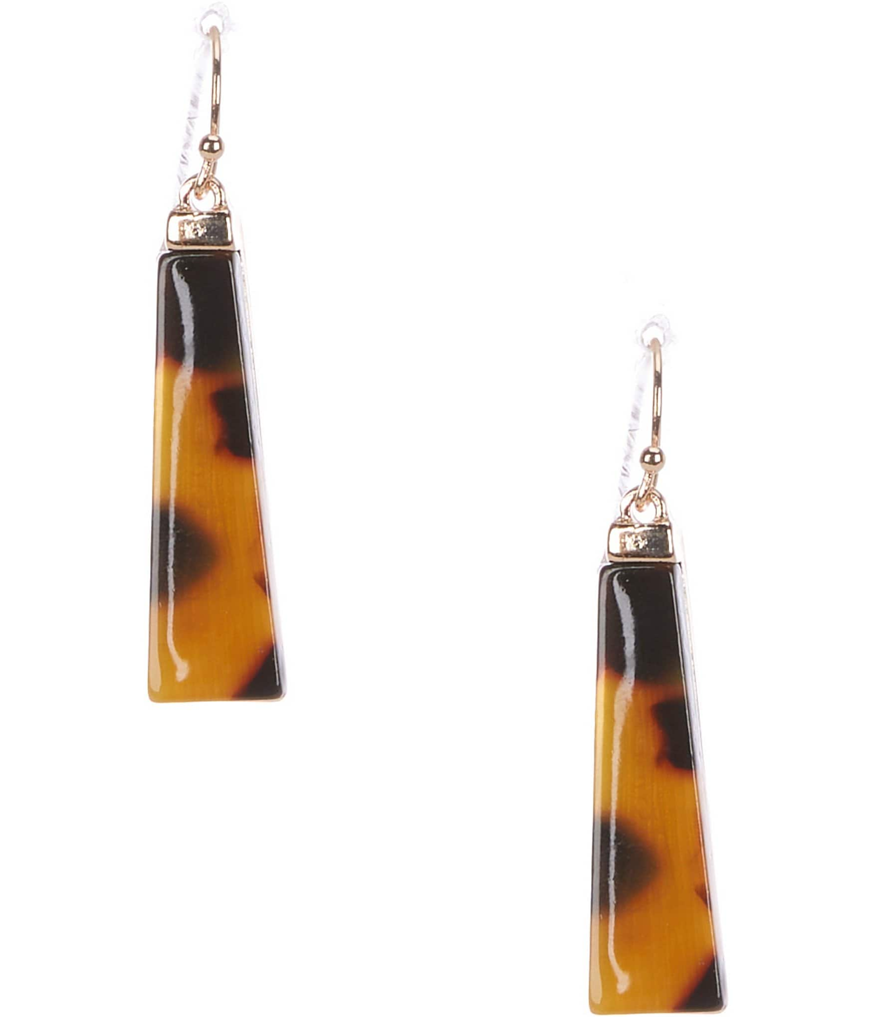 Dillard's Faux Tortoise Tapered Stick Drop Earrings