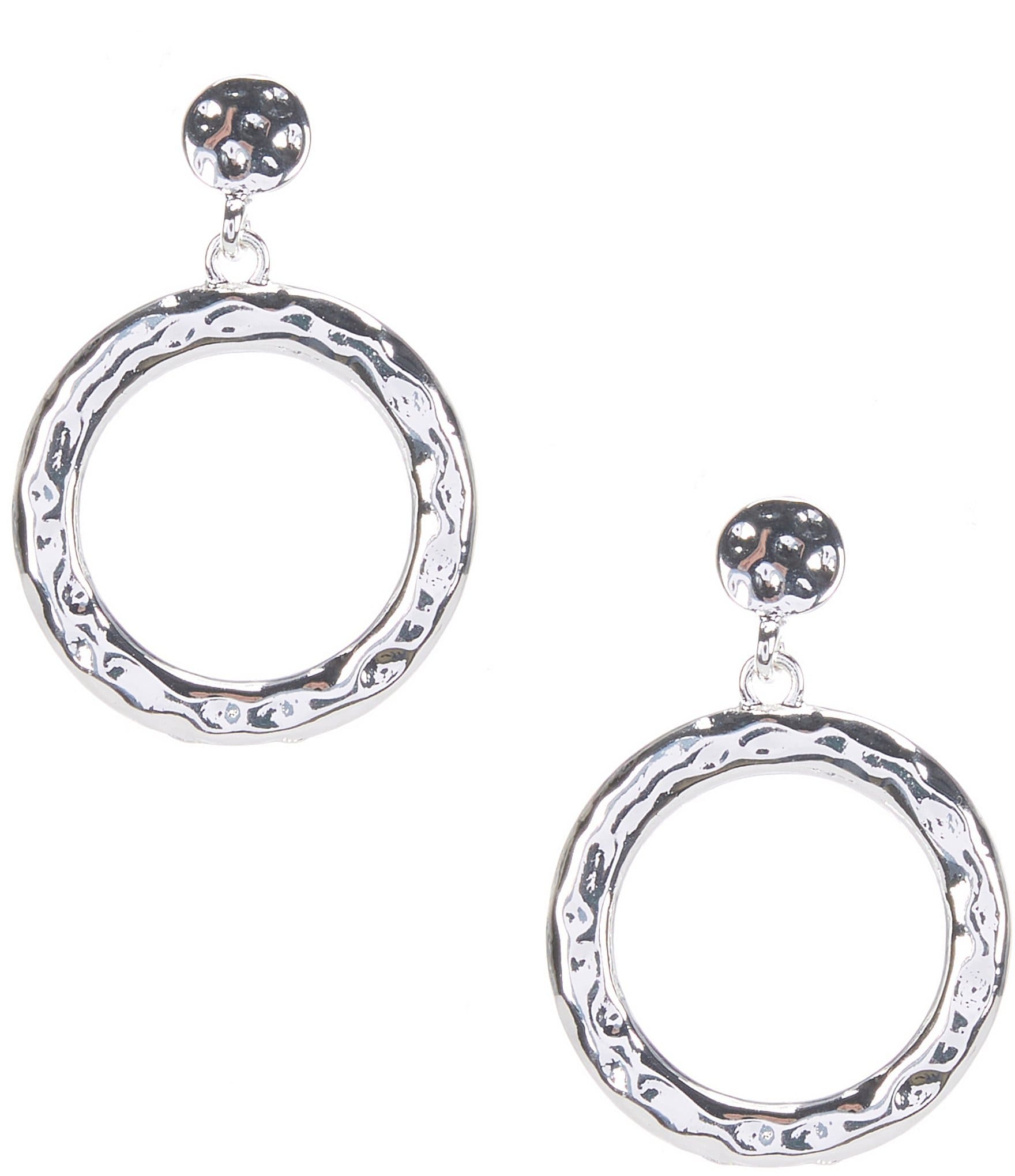 Dillard's Hammered Metal Doorknocker Drop Earrings