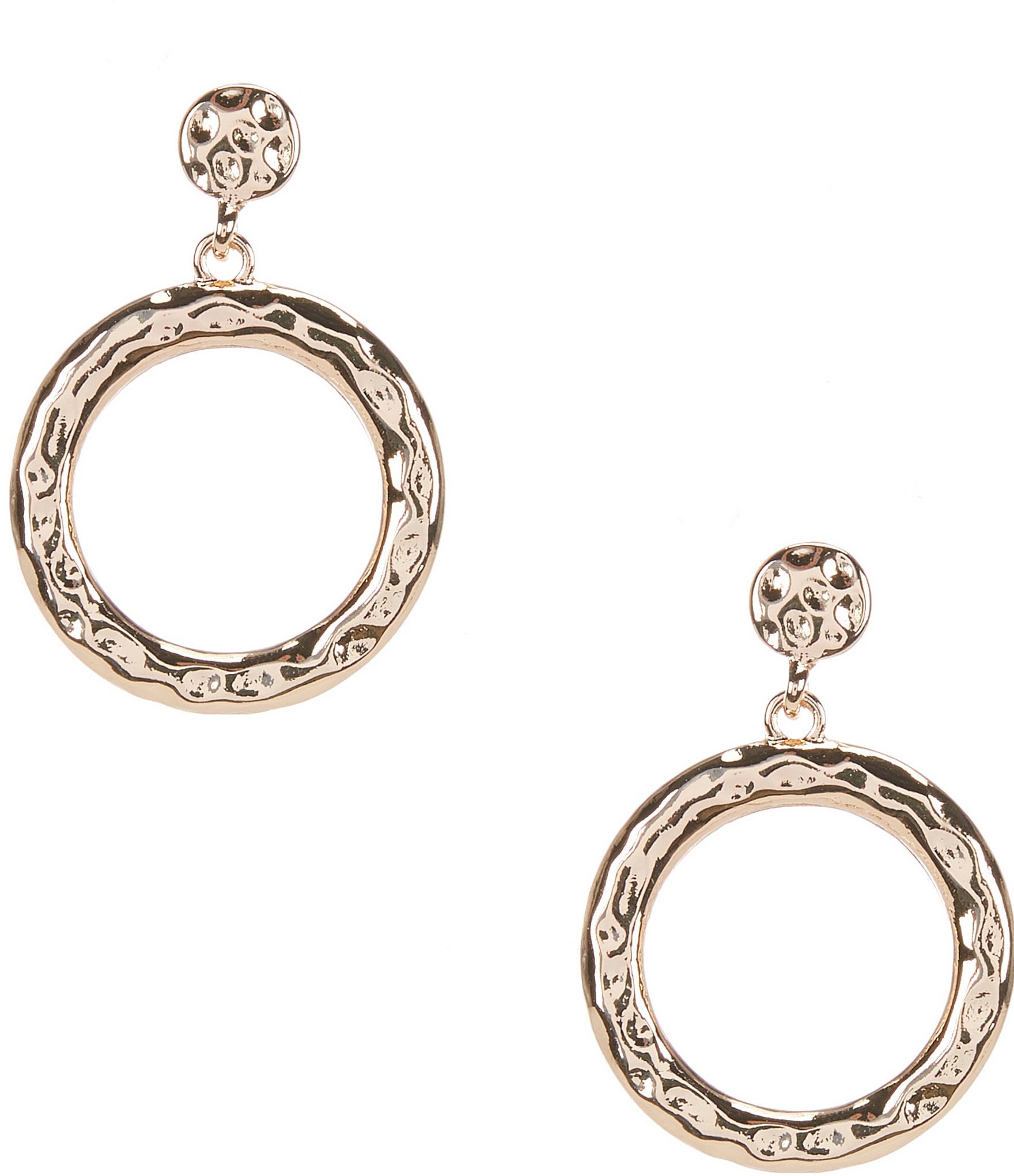 Dillard's Hammered Metal Doorknocker Drop Earrings