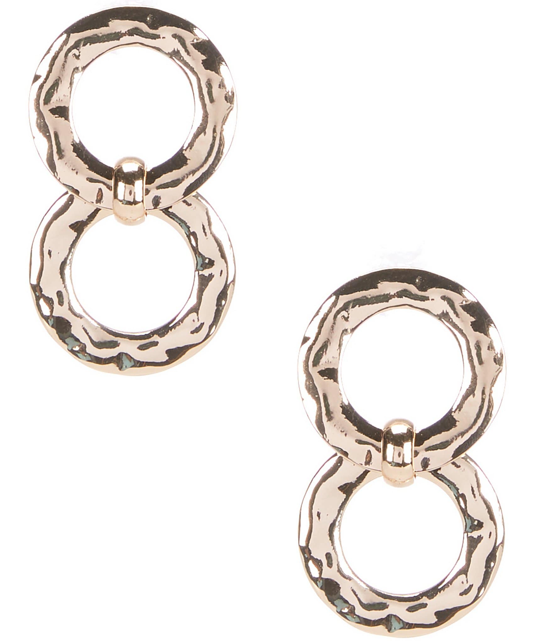 Dillard's Hammered Round Metal Double Drop Earrings