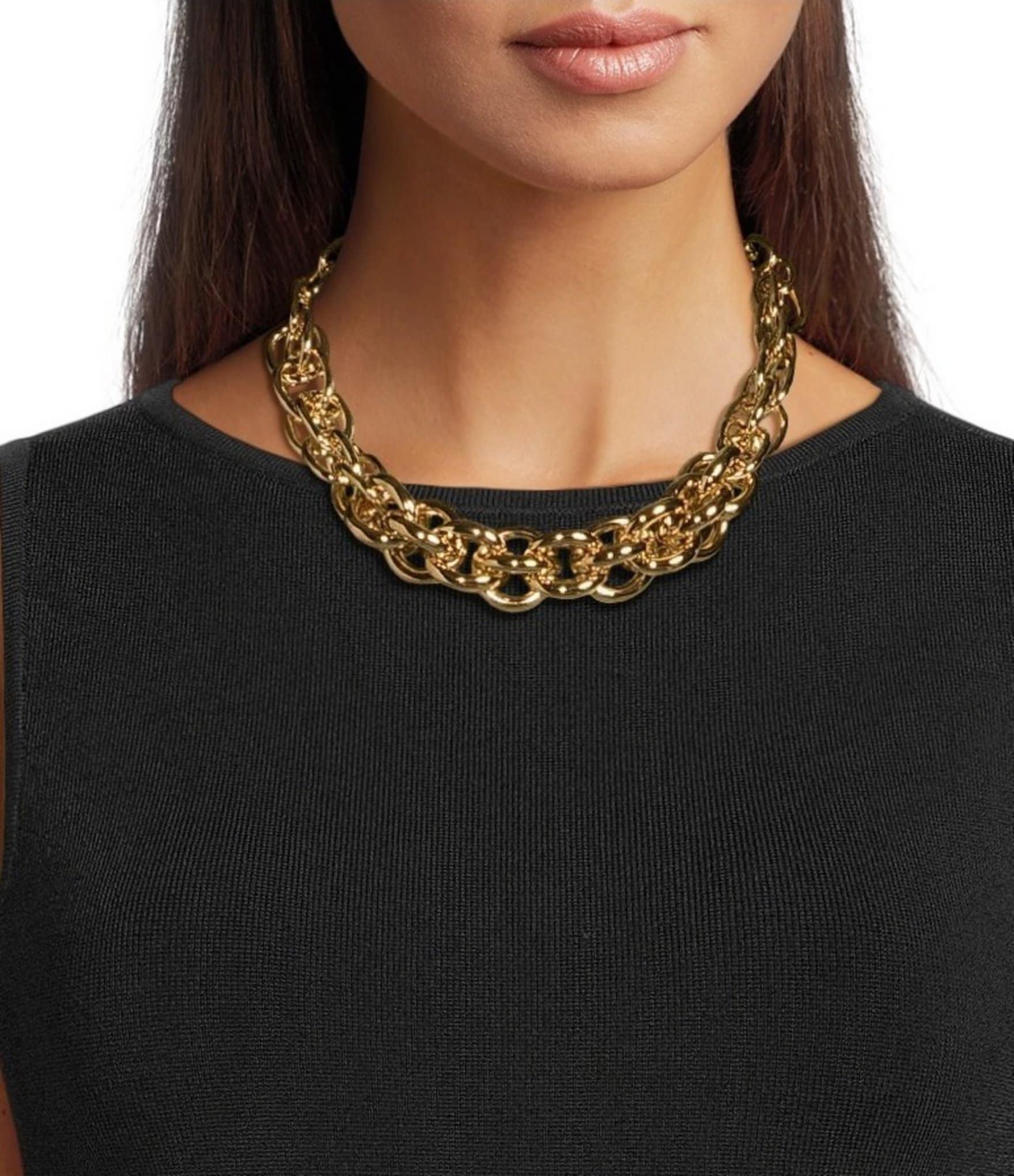 Dillard's Large Oval Link Chain Interlinked Collar Necklace